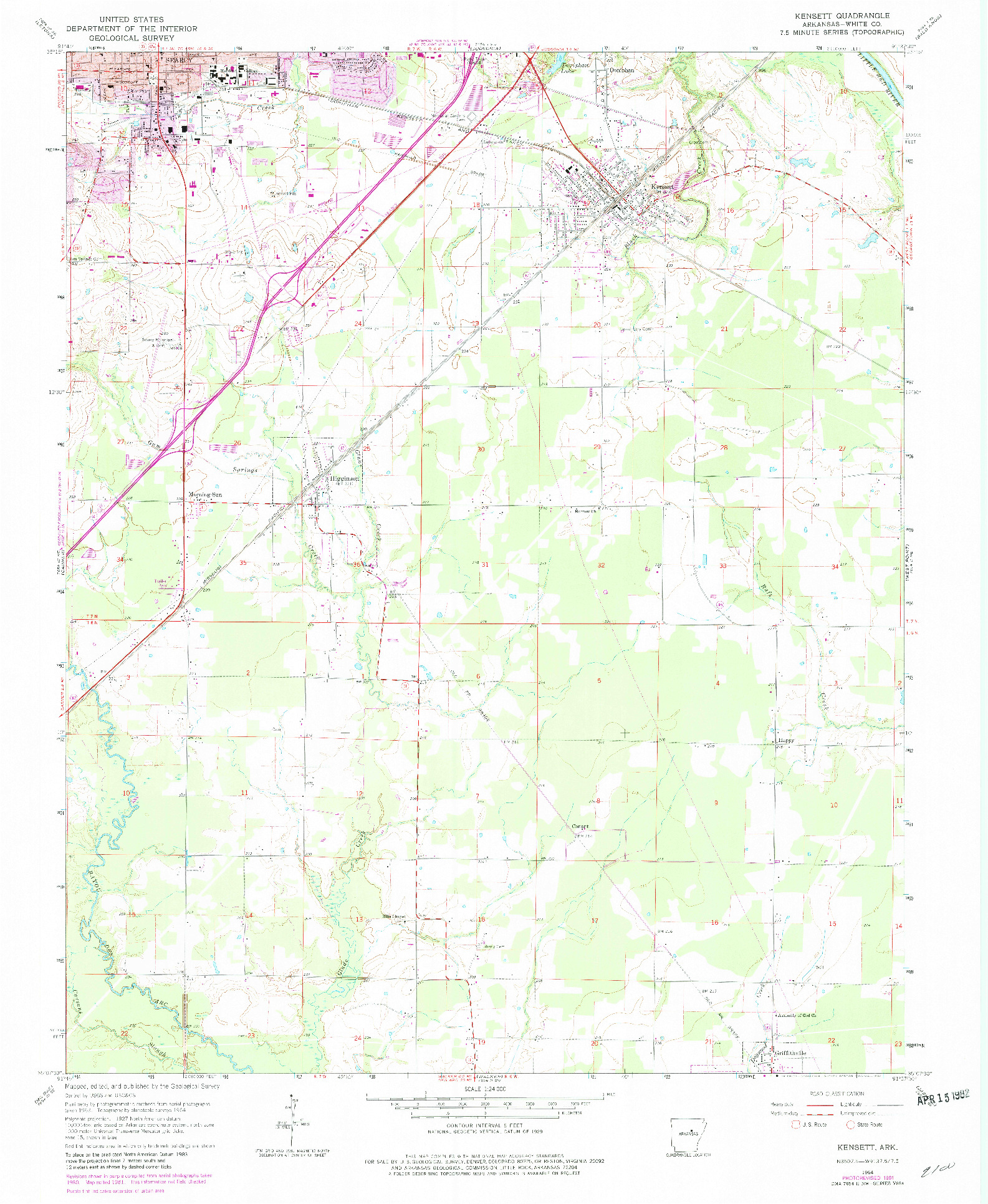 USGS 1:24000-SCALE QUADRANGLE FOR KENSETT, AR 1964