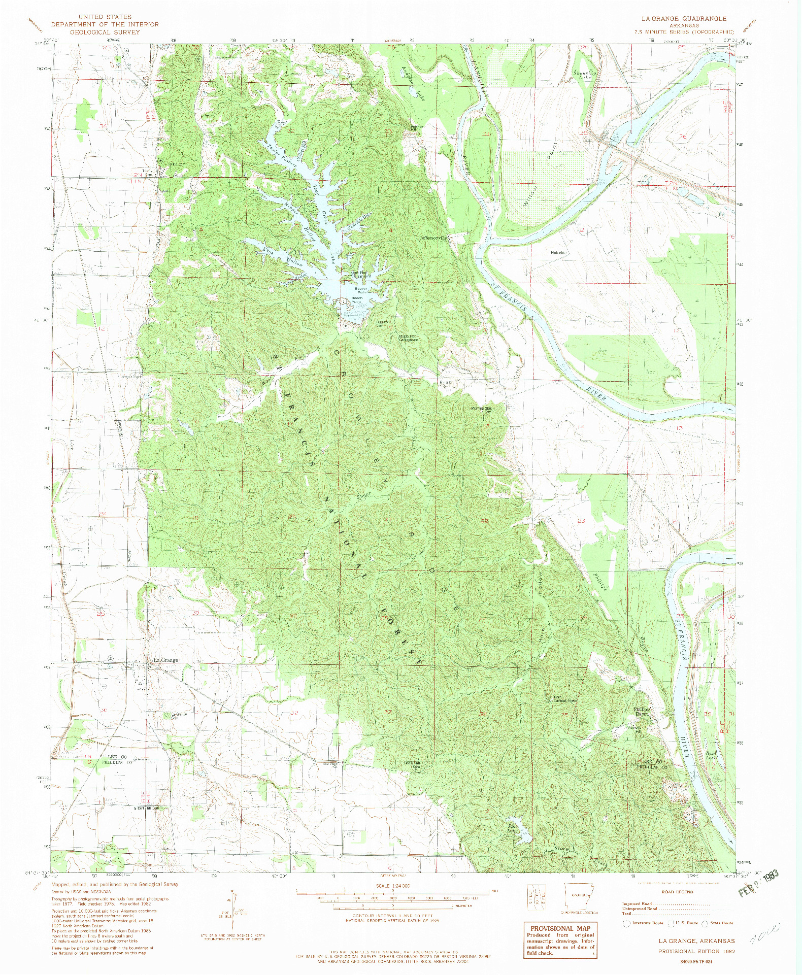 USGS 1:24000-SCALE QUADRANGLE FOR LA GRANGE, AR 1982