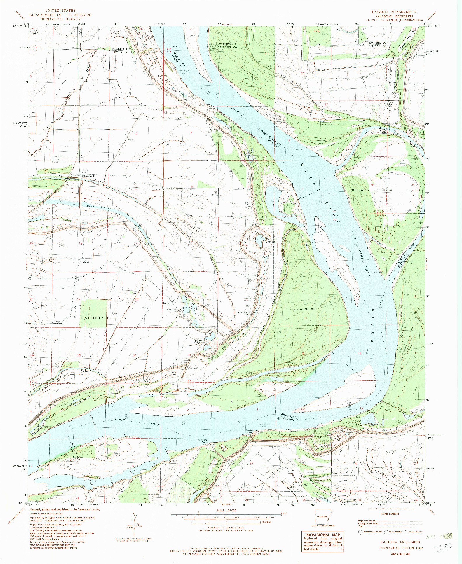 USGS 1:24000-SCALE QUADRANGLE FOR LACONIA, AR 1982
