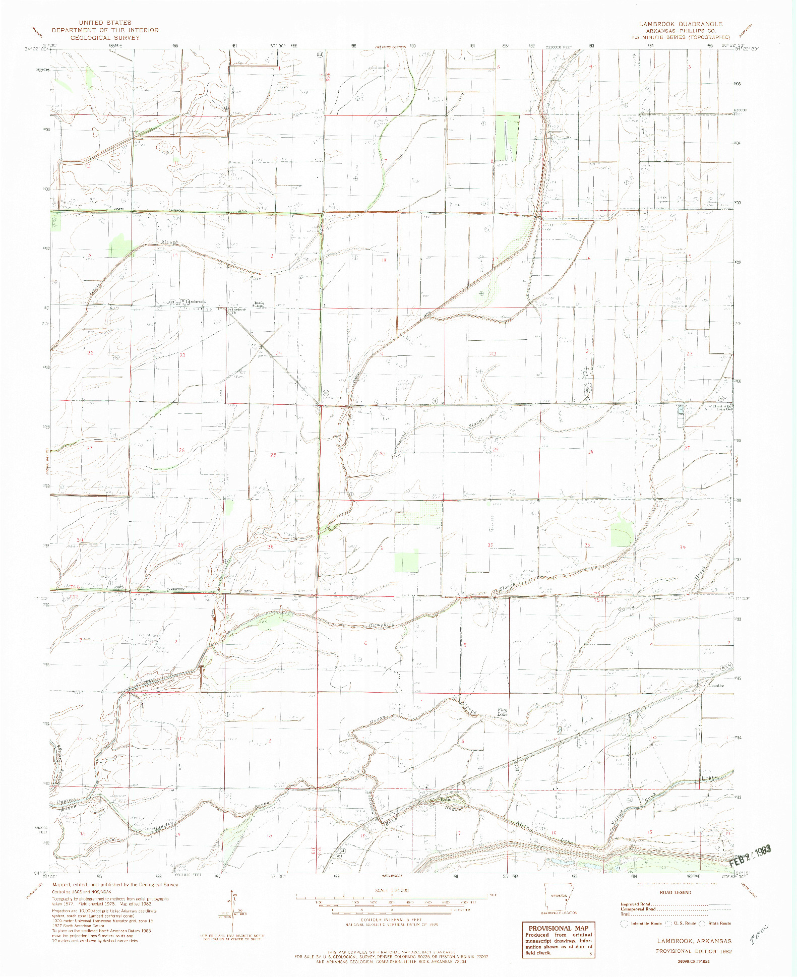 USGS 1:24000-SCALE QUADRANGLE FOR LAMBROOK, AR 1982