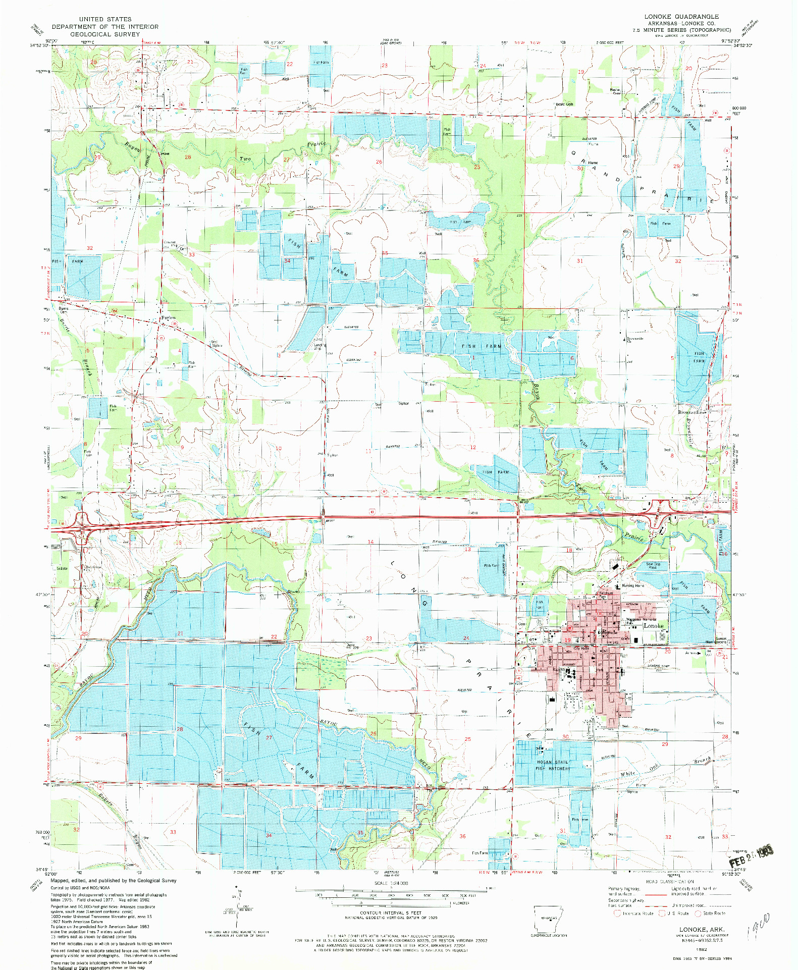 USGS 1:24000-SCALE QUADRANGLE FOR LONOKE, AR 1982