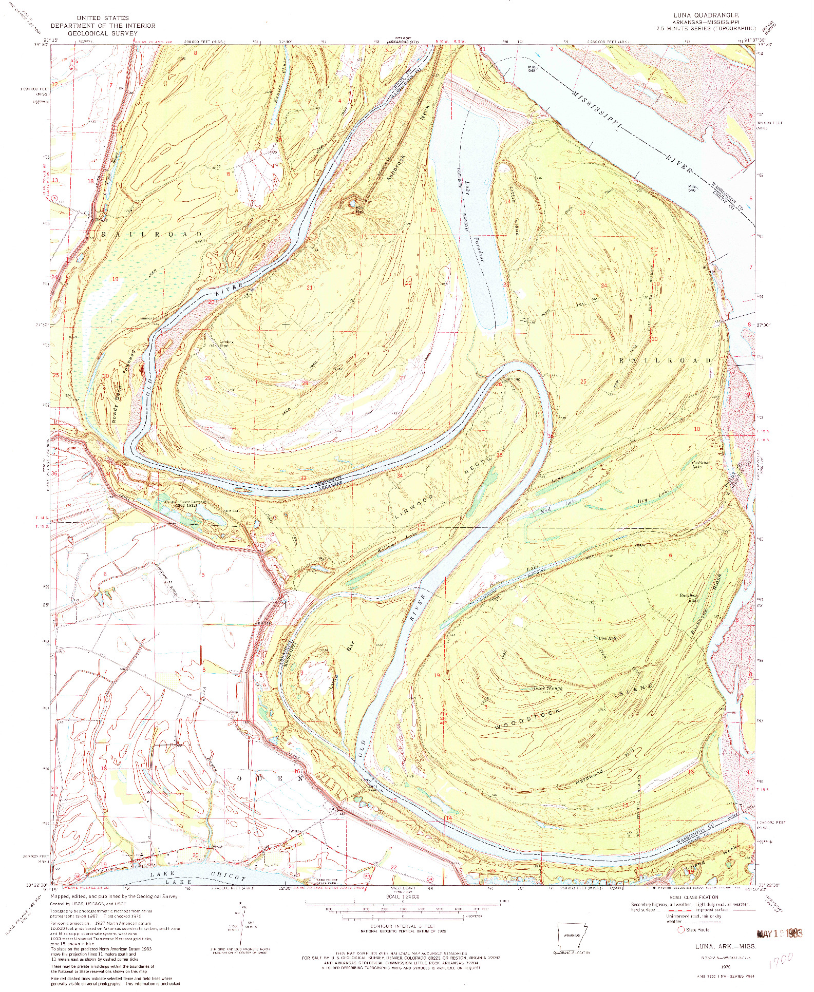 USGS 1:24000-SCALE QUADRANGLE FOR LUNA, AR 1970