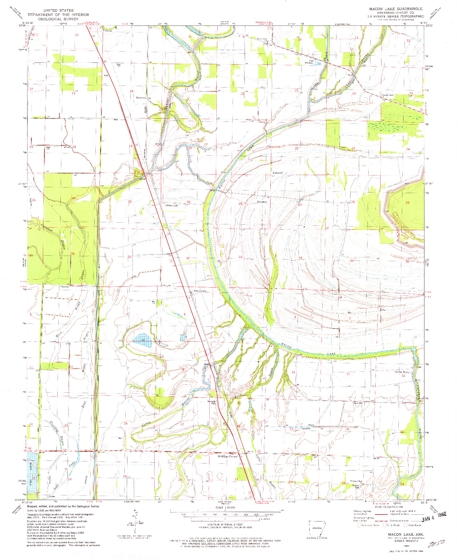 USGS 1:24000-SCALE QUADRANGLE FOR MACON LAKE, AR 1981