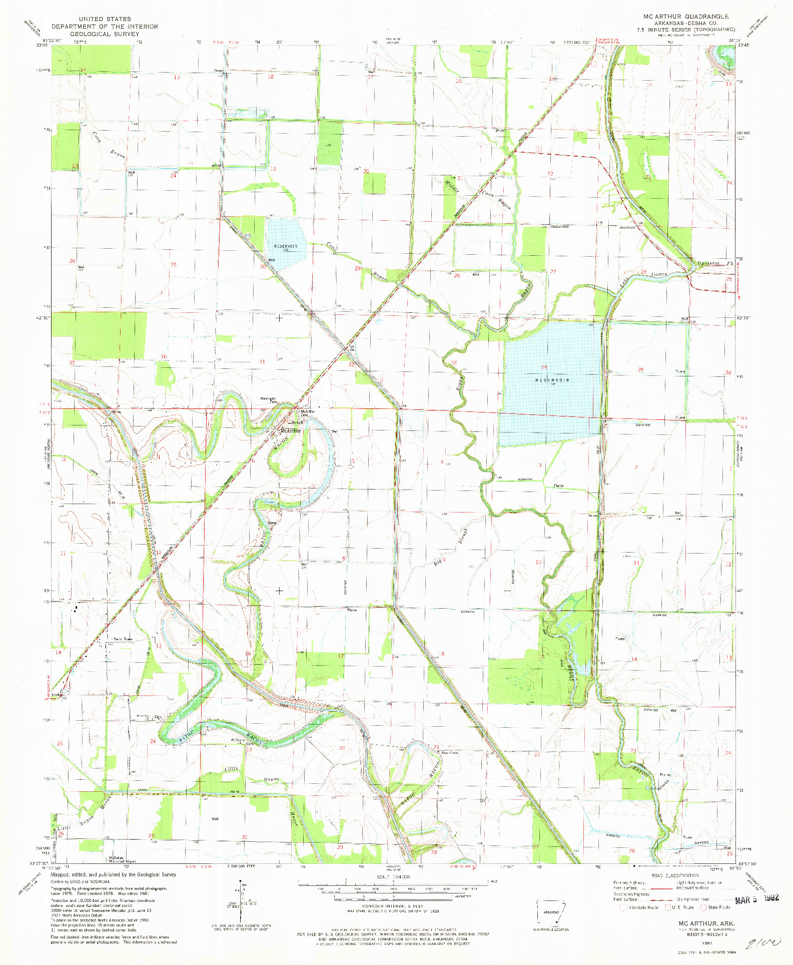 USGS 1:24000-SCALE QUADRANGLE FOR MC  ARTHUR, AR 1981