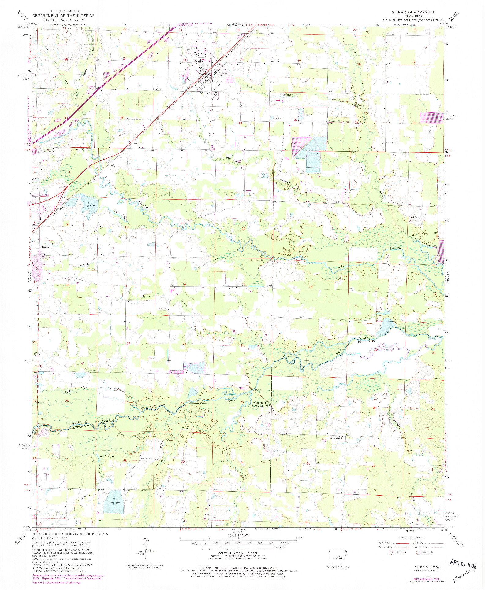USGS 1:24000-SCALE QUADRANGLE FOR MC RAE, AR 1963