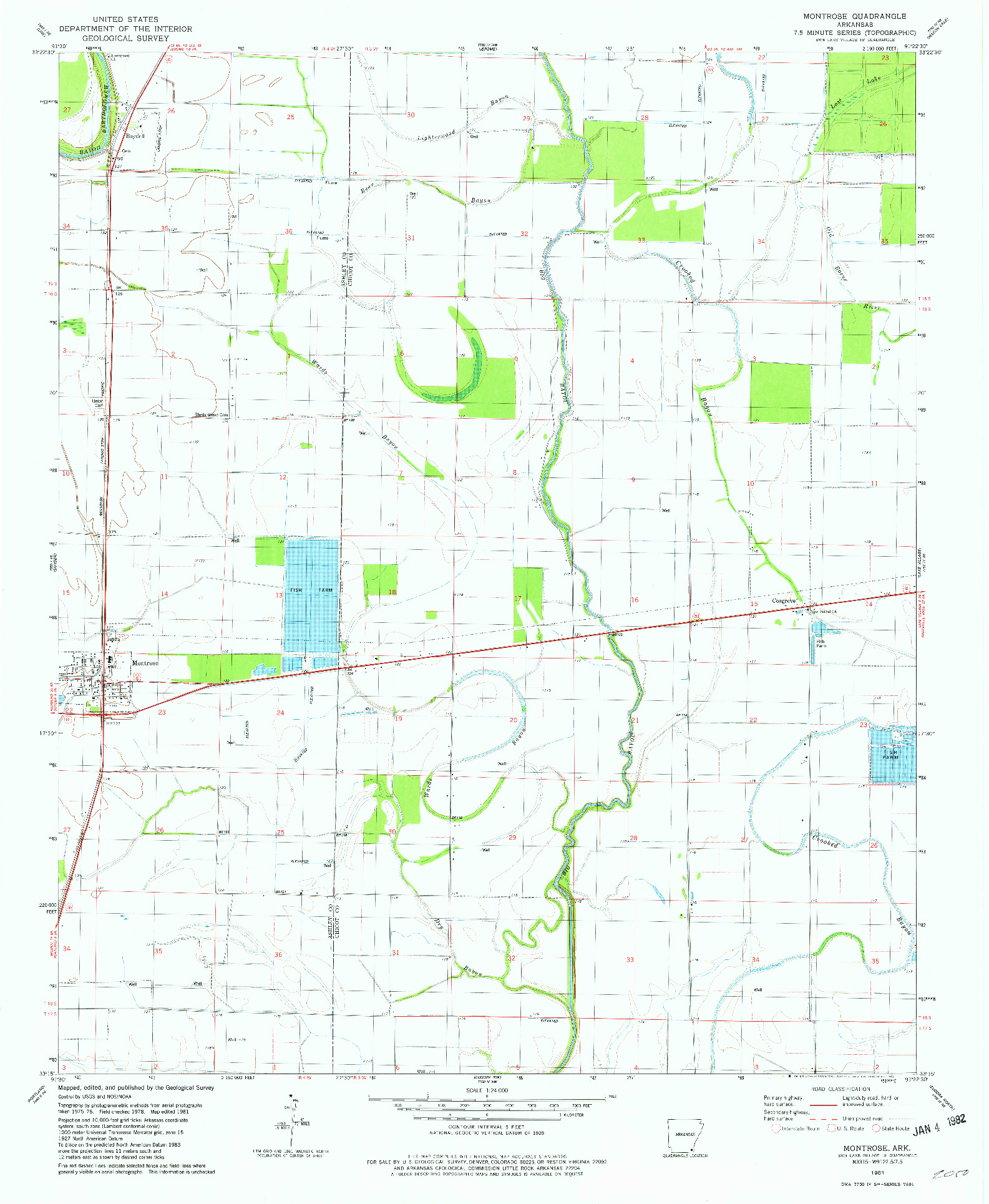 USGS 1:24000-SCALE QUADRANGLE FOR MONTROSE, AR 1981