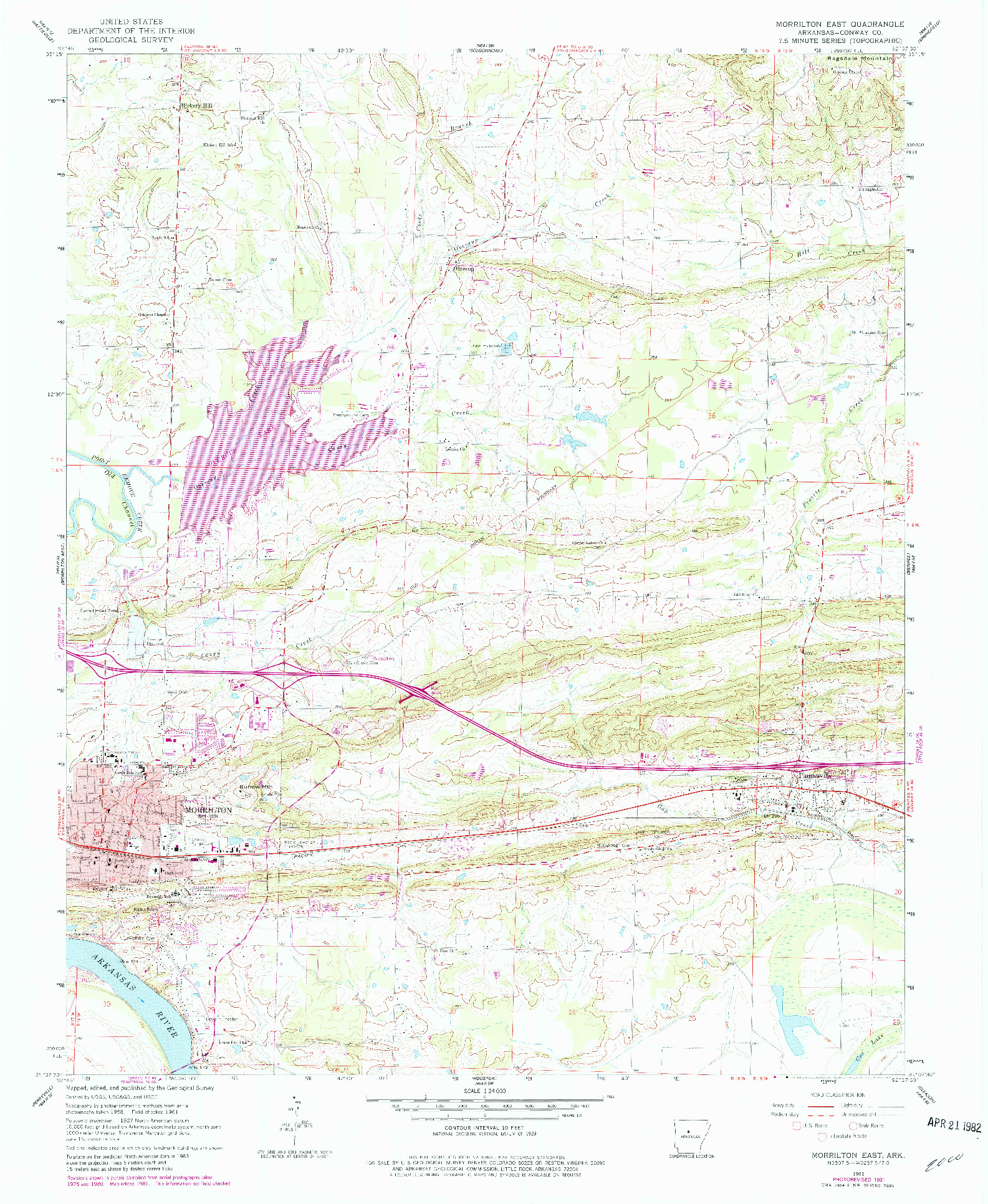 USGS 1:24000-SCALE QUADRANGLE FOR MORRILTON EAST, AR 1961
