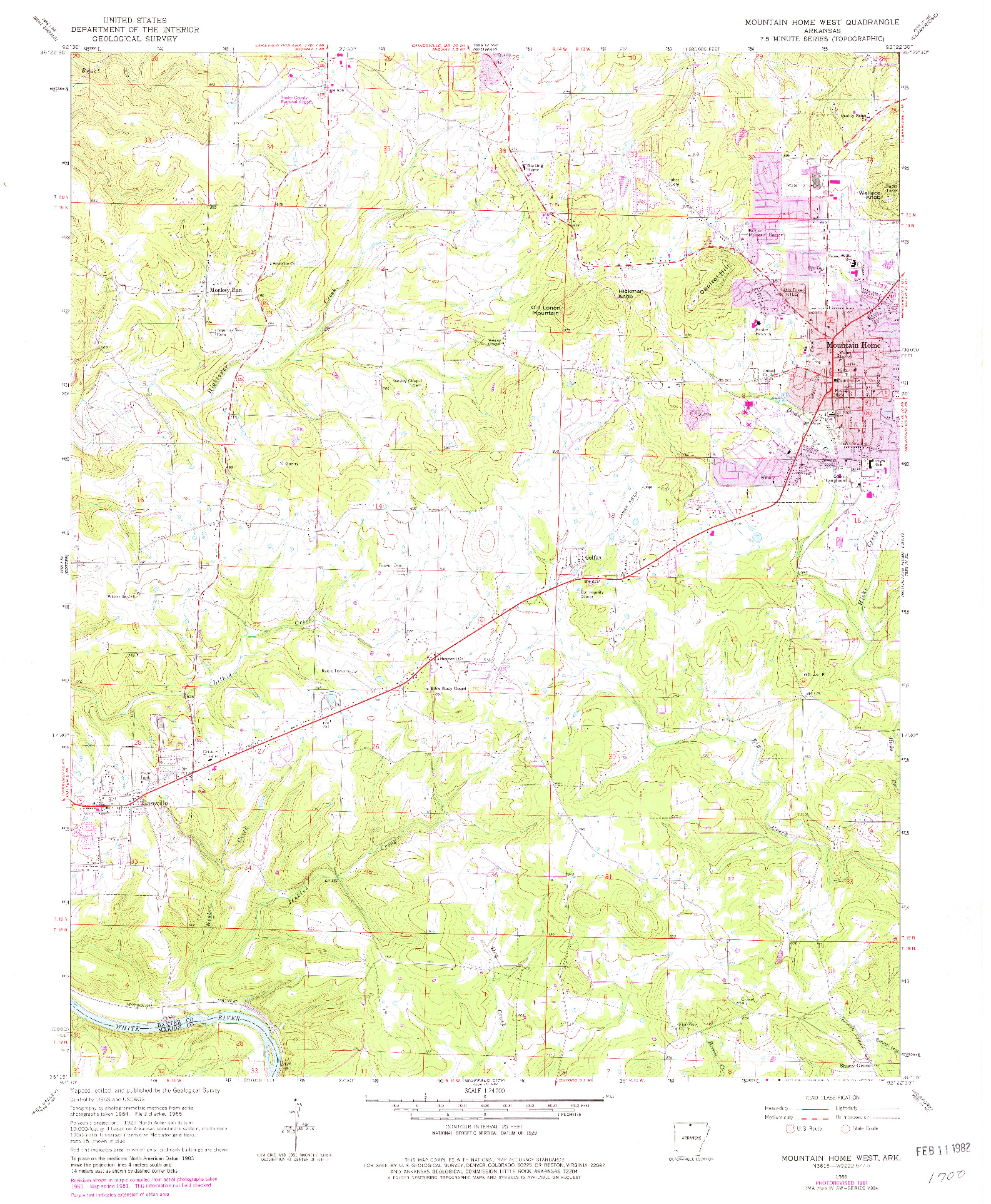 USGS 1:24000-SCALE QUADRANGLE FOR MOUNTAIN HOME WEST, AR 1966