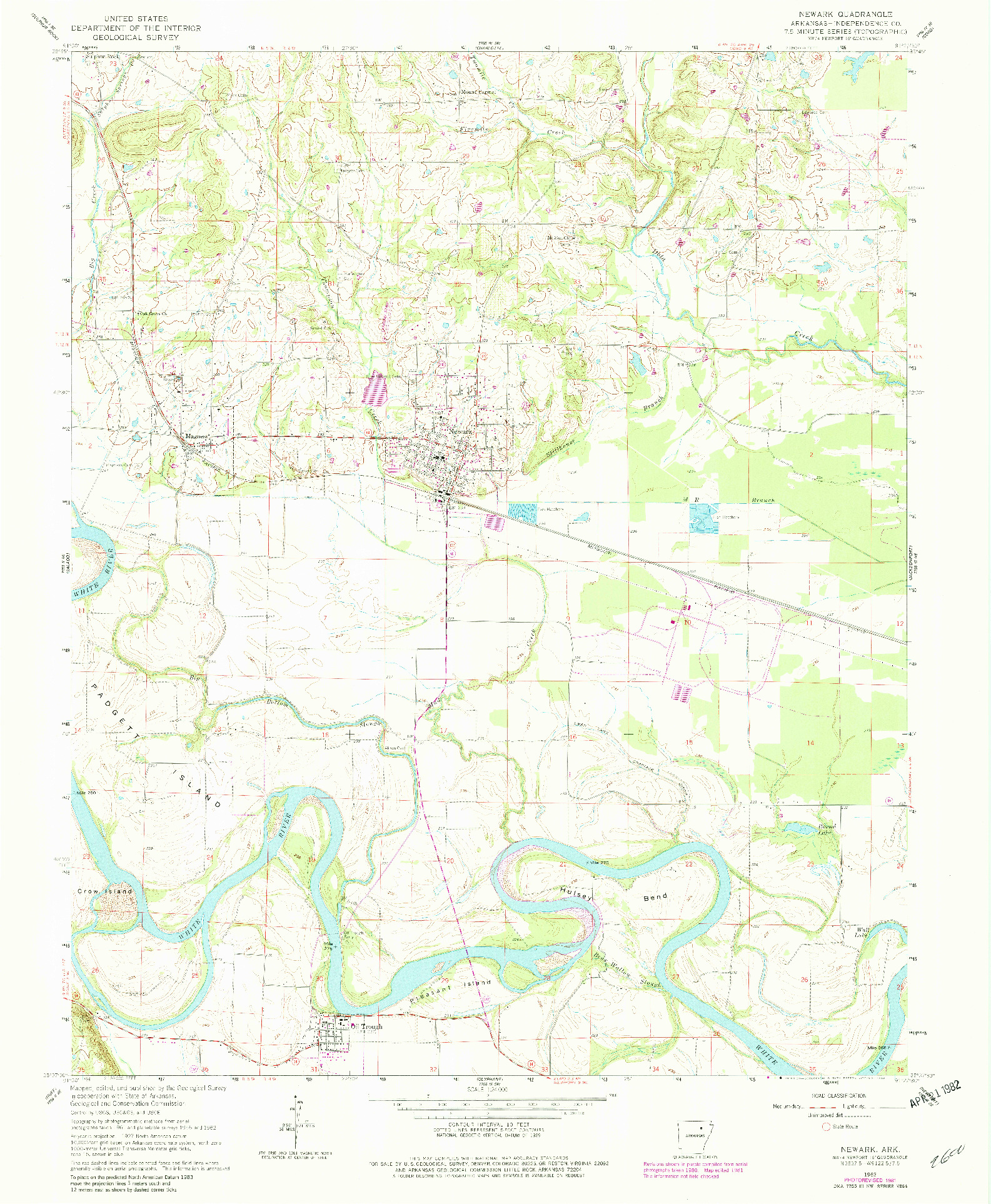 USGS 1:24000-SCALE QUADRANGLE FOR NEWARK, AR 1962