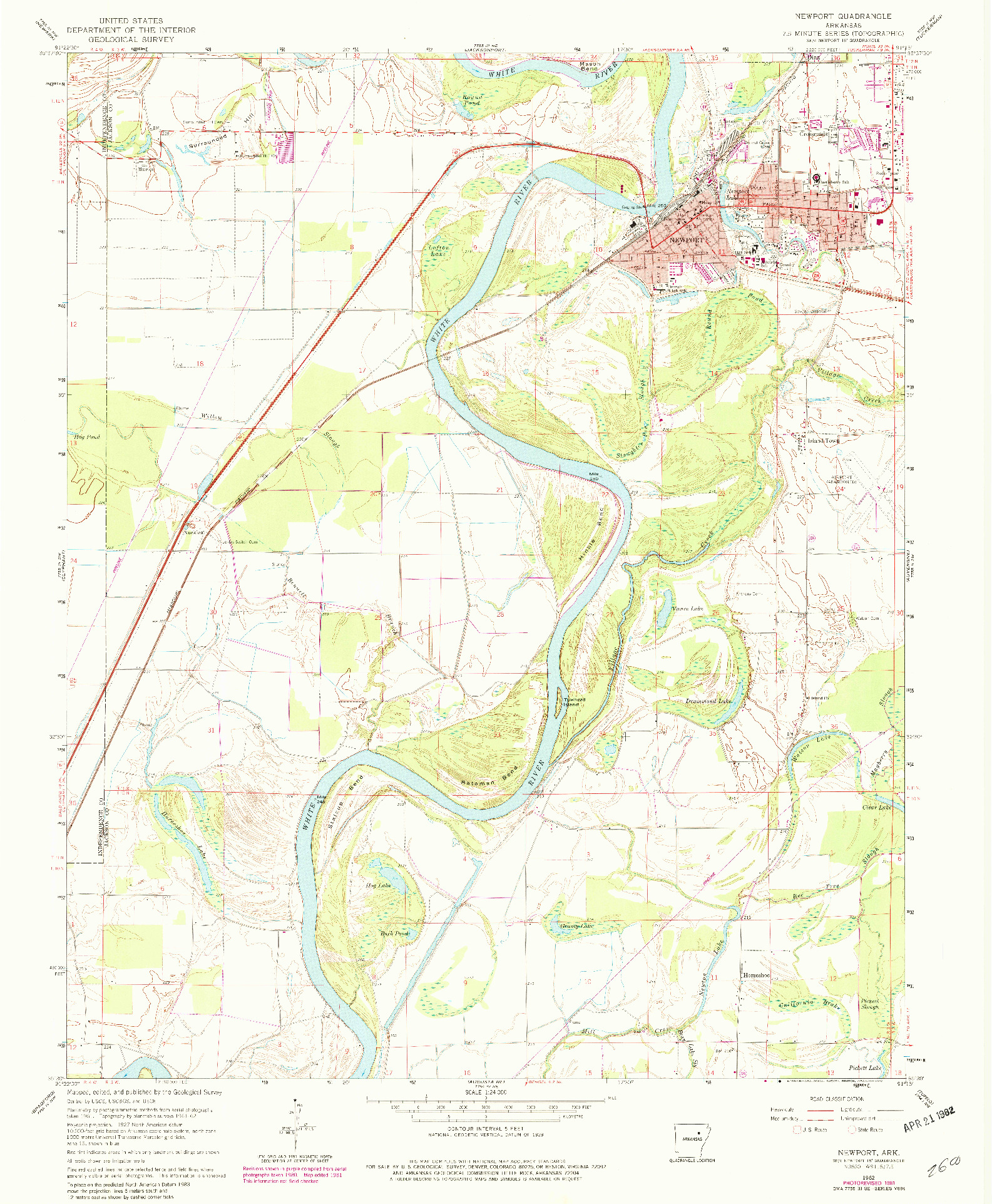 USGS 1:24000-SCALE QUADRANGLE FOR NEWPORT, AR 1962