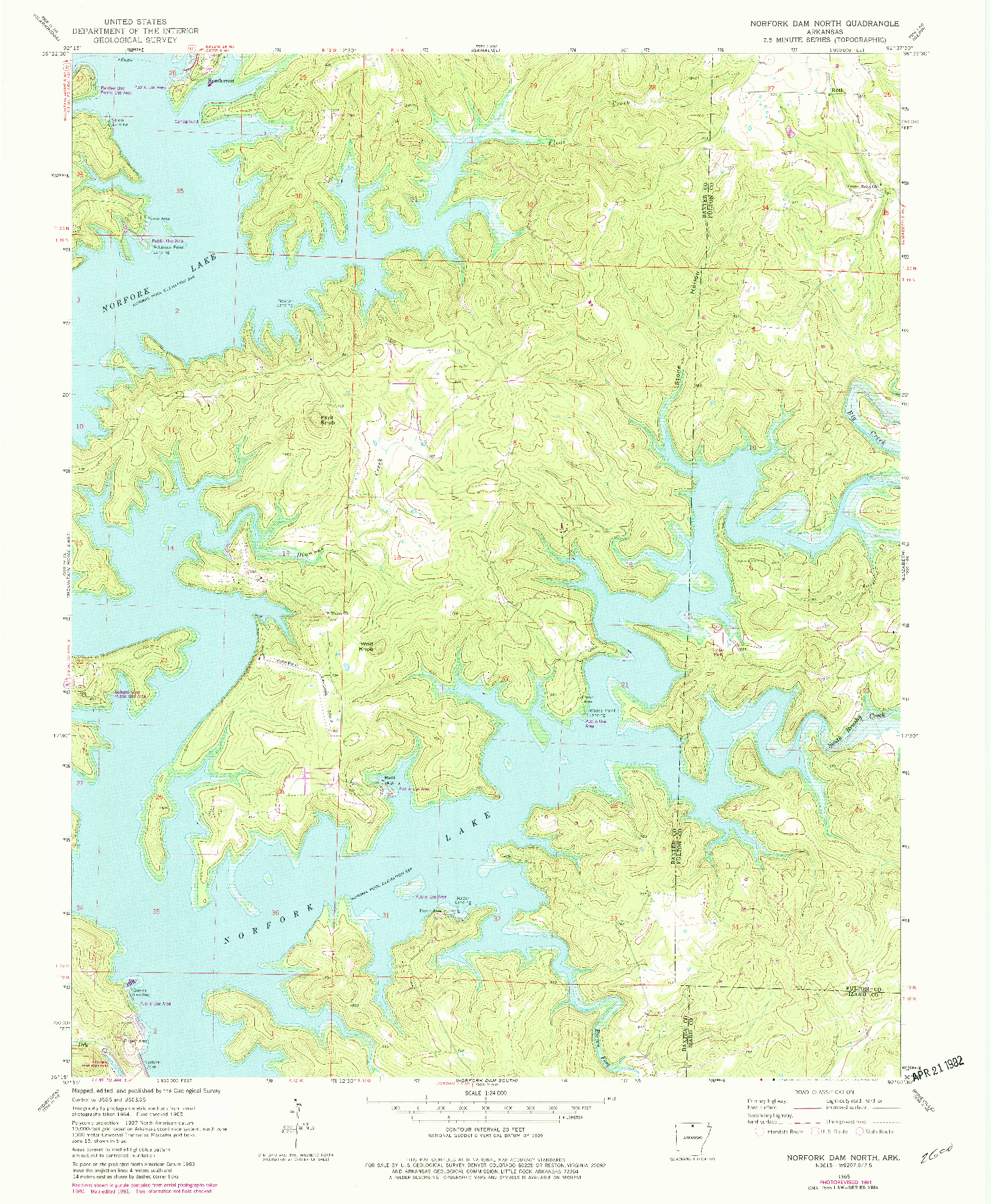 USGS 1:24000-SCALE QUADRANGLE FOR NORFORK DAM NORTH, AR 1965