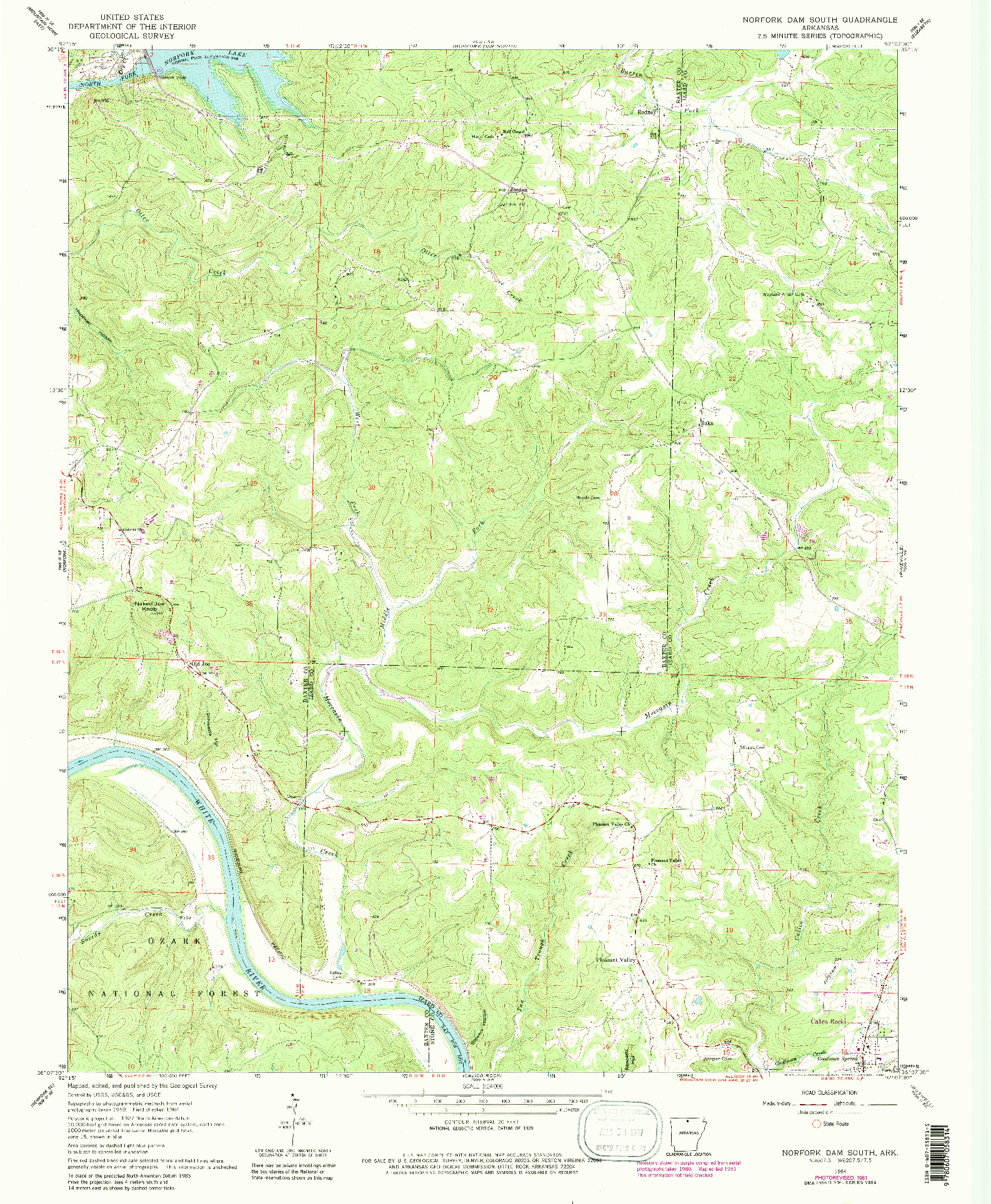 USGS 1:24000-SCALE QUADRANGLE FOR NORFORK DAM SOUTH, AR 1964