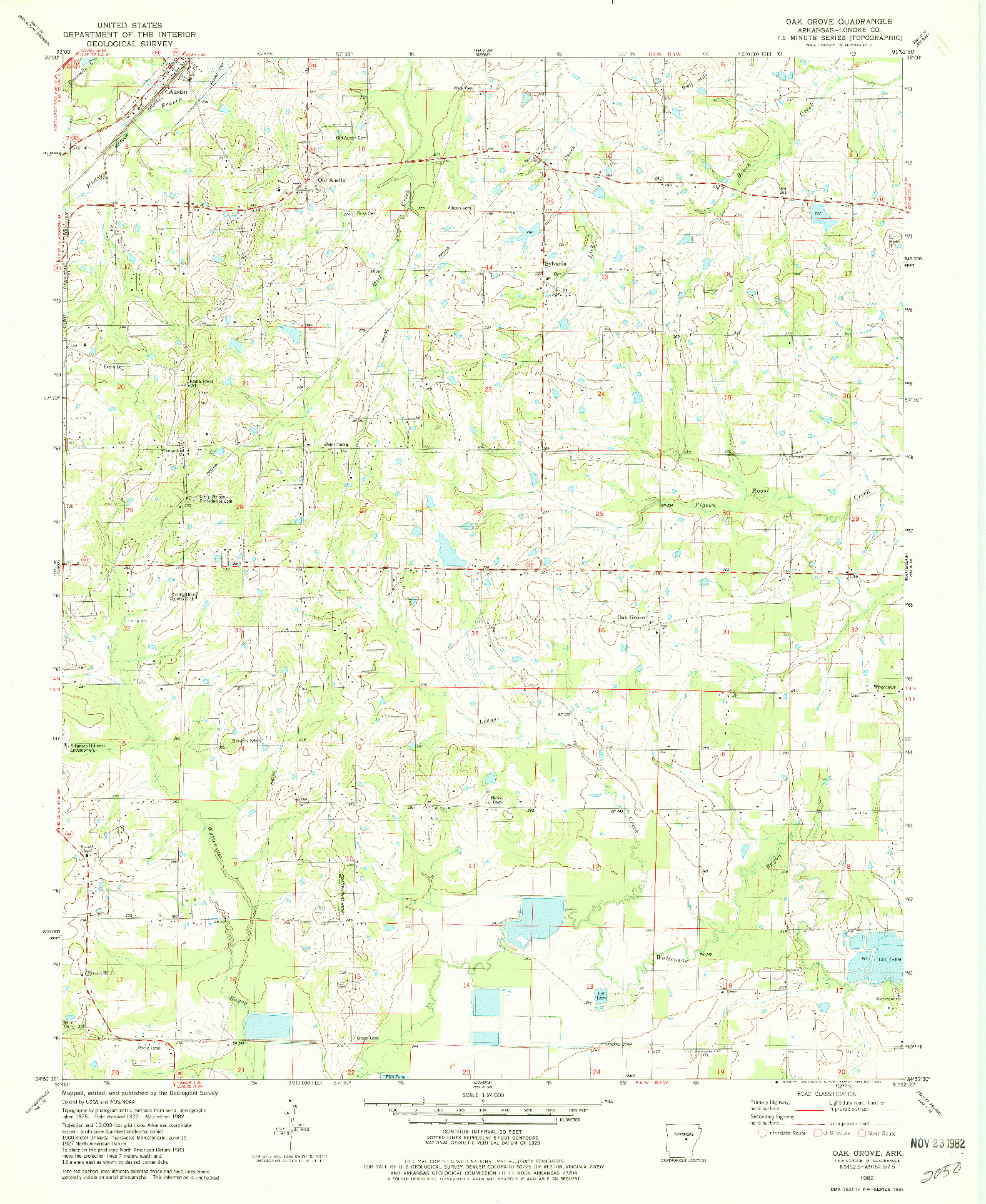 USGS 1:24000-SCALE QUADRANGLE FOR OAK GROVE, AR 1982