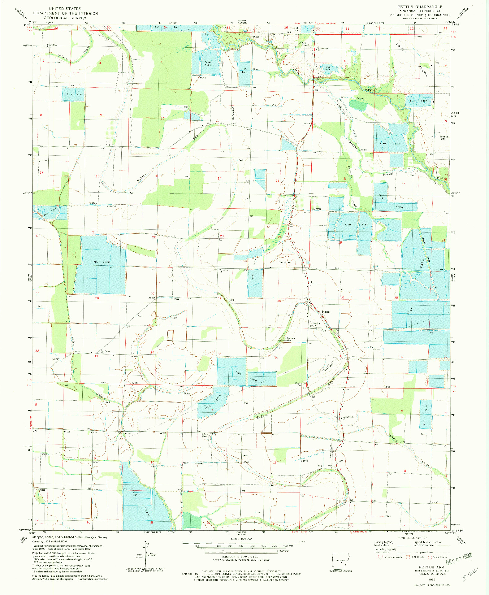 USGS 1:24000-SCALE QUADRANGLE FOR PETTUS, AR 1982