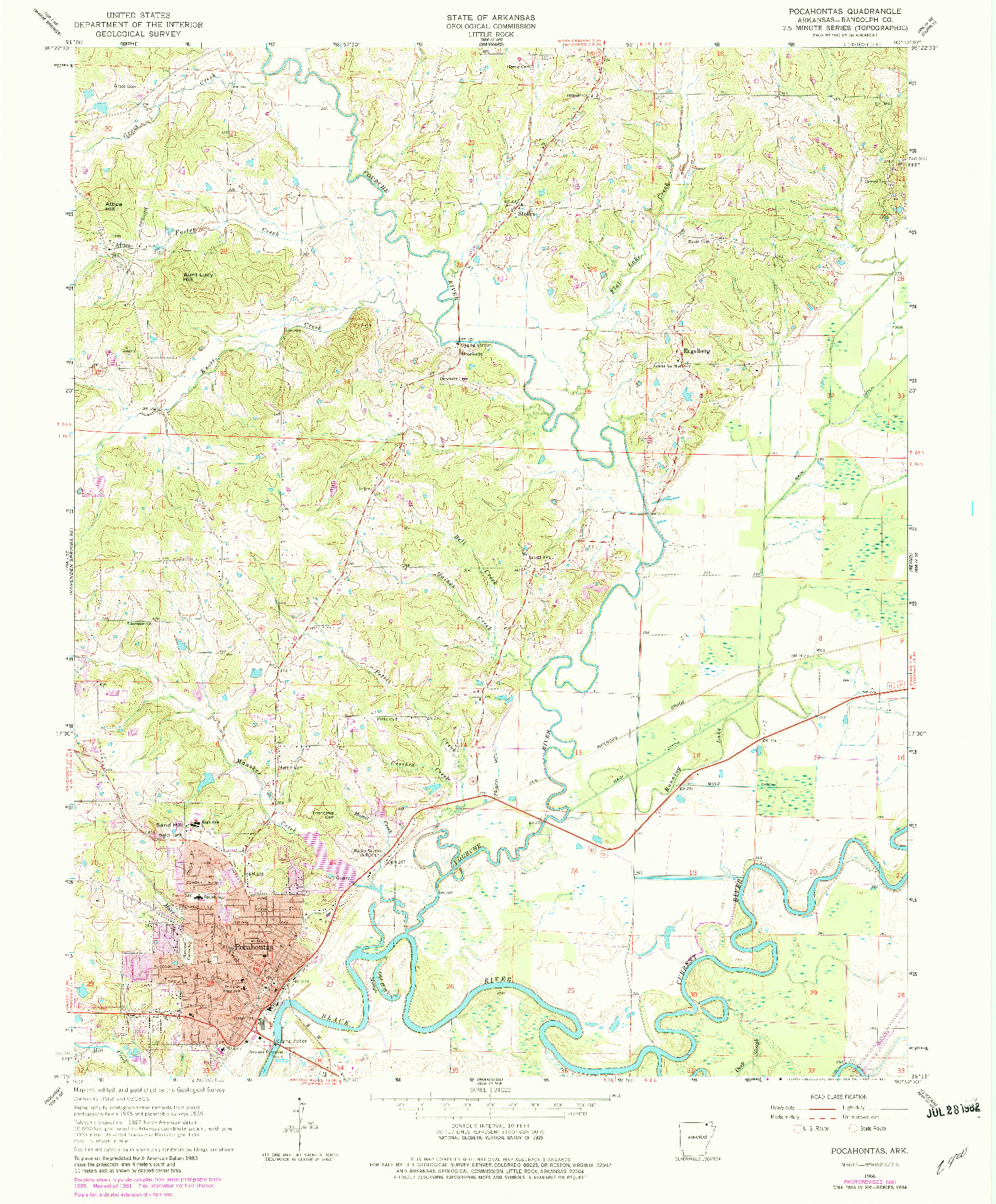 USGS 1:24000-SCALE QUADRANGLE FOR POCAHONTAS, AR 1966