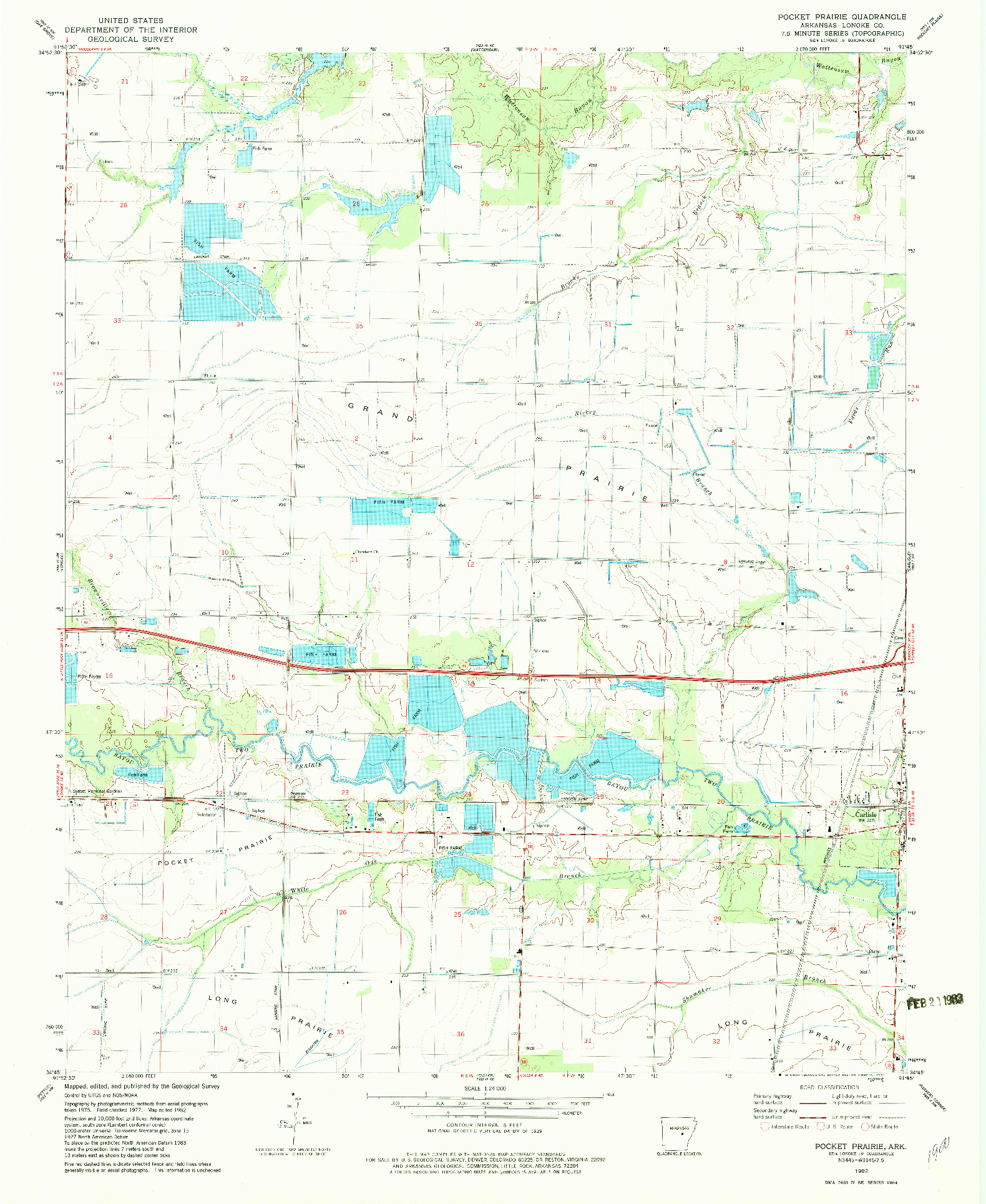 USGS 1:24000-SCALE QUADRANGLE FOR POCKET PRAIRIE, AR 1982