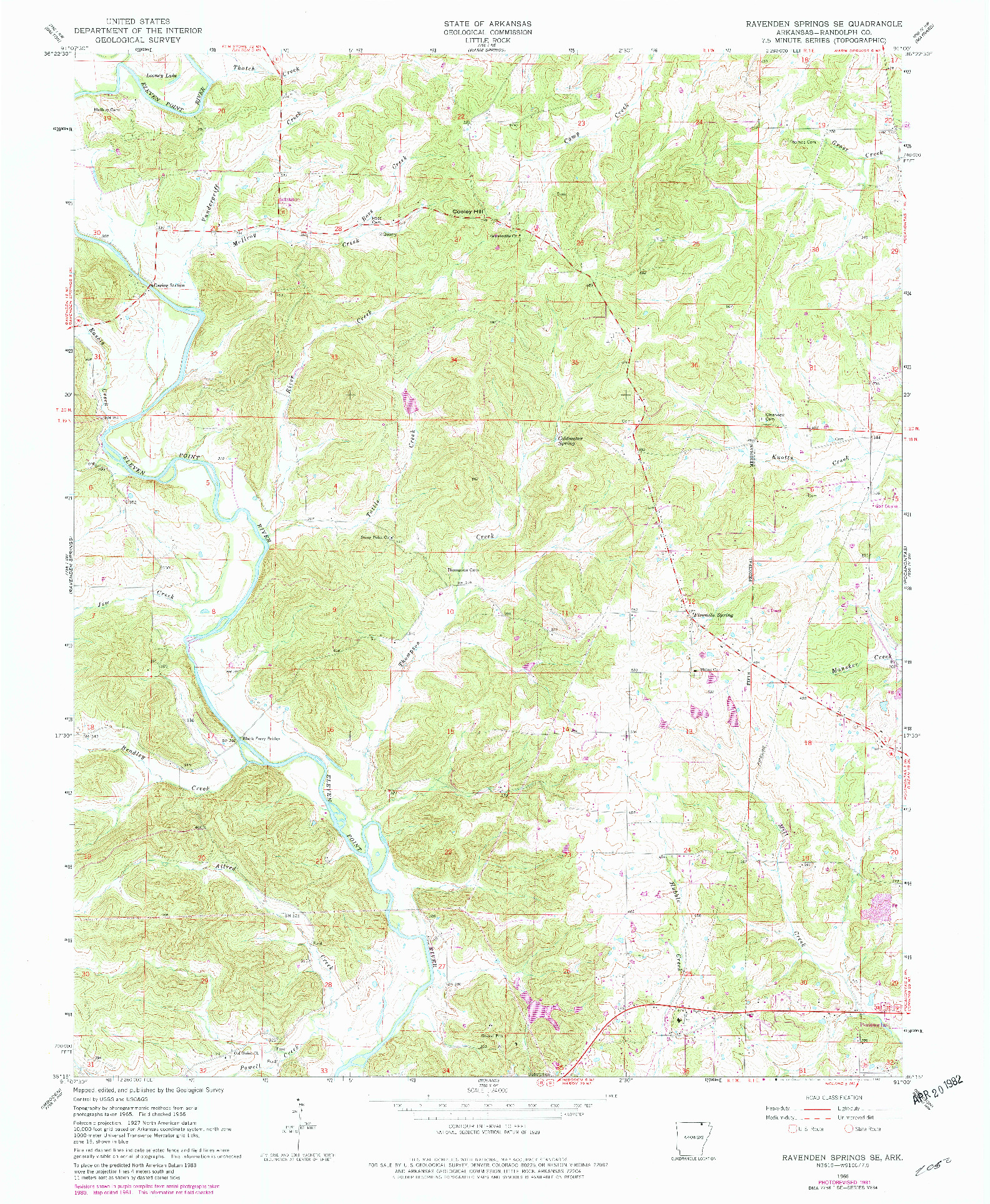 USGS 1:24000-SCALE QUADRANGLE FOR RAVENDEN SPRINGS SE, AR 1966