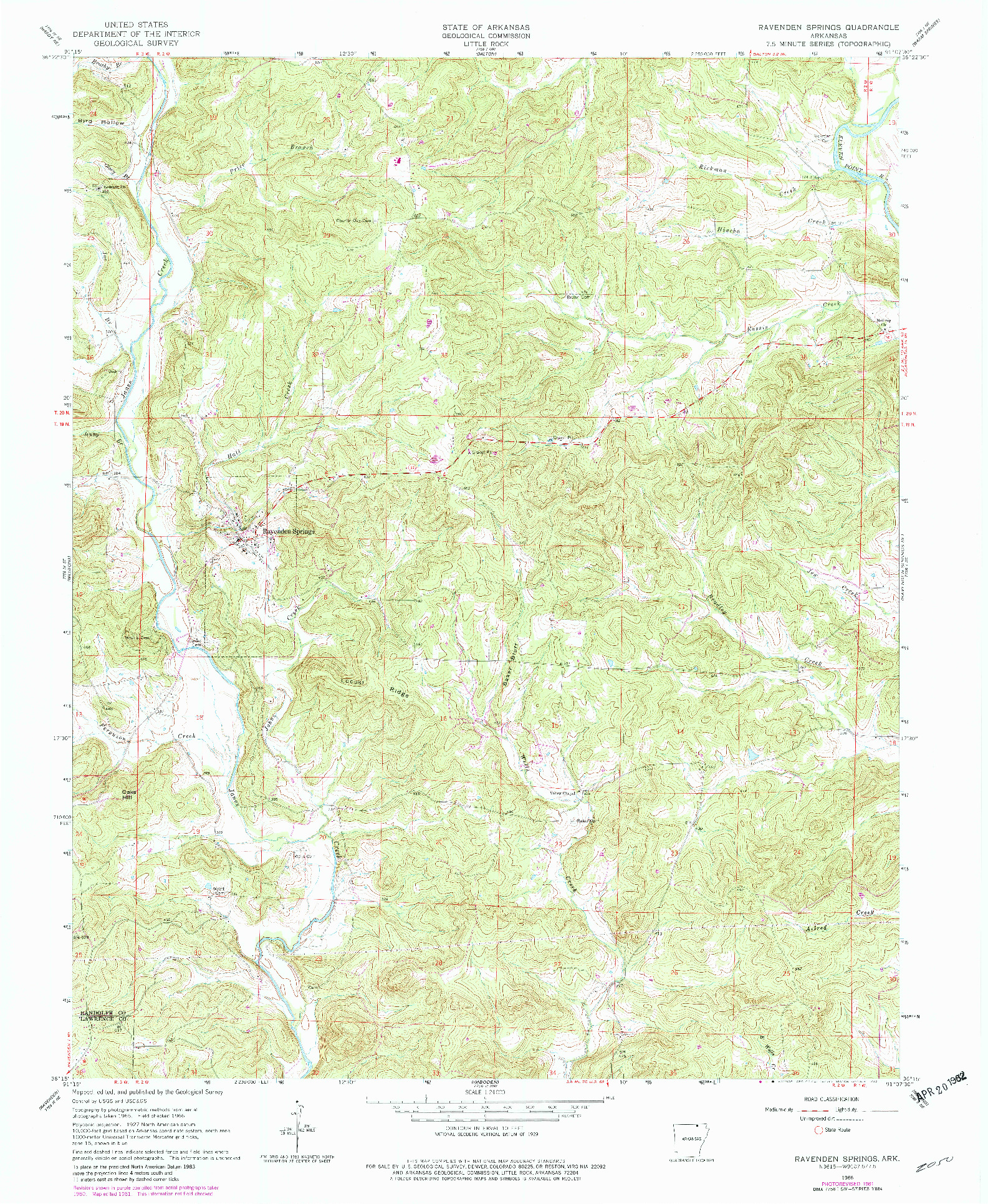 USGS 1:24000-SCALE QUADRANGLE FOR RAVENDEN SPRINGS, AR 1966