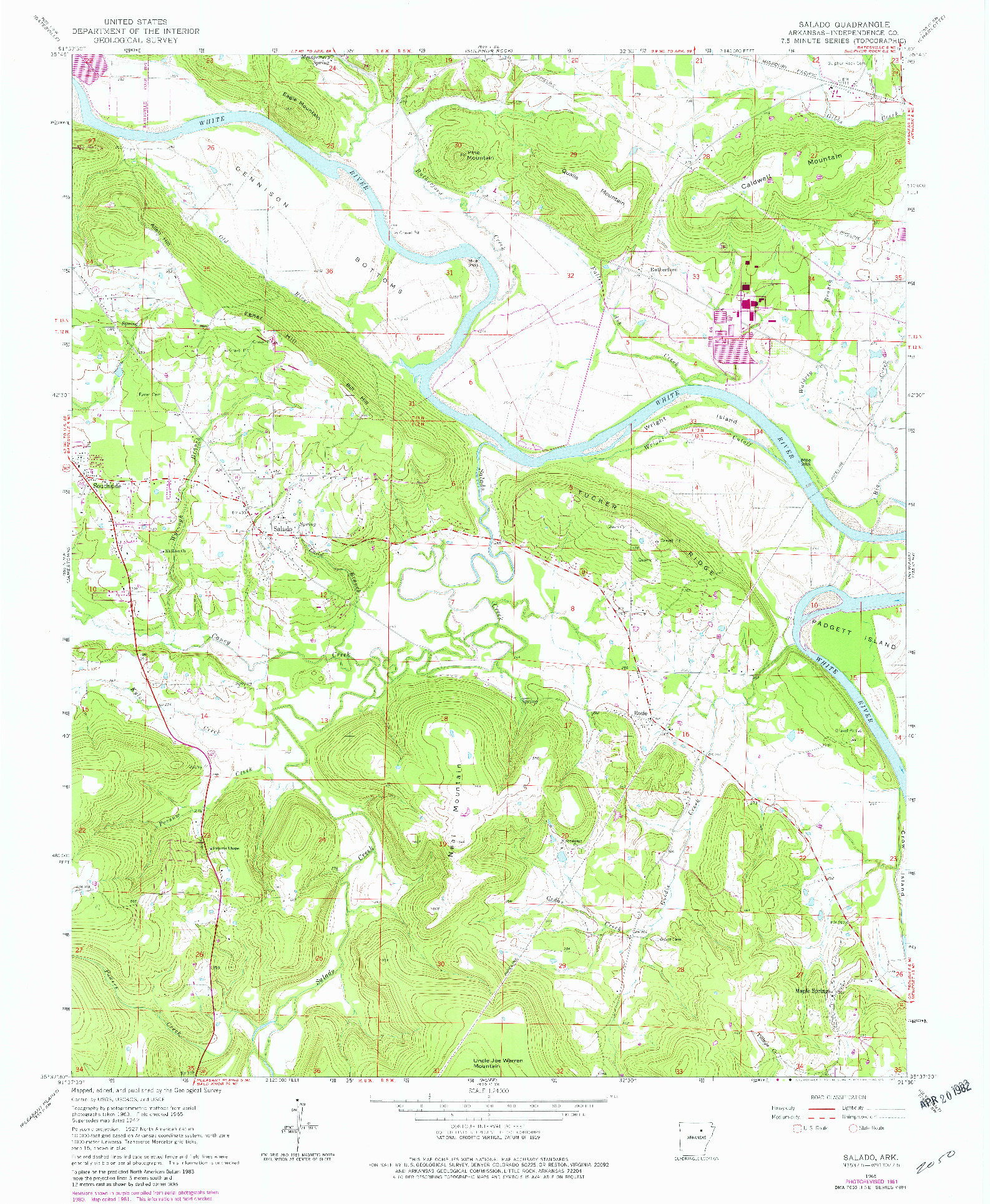 USGS 1:24000-SCALE QUADRANGLE FOR SALADO, AR 1965