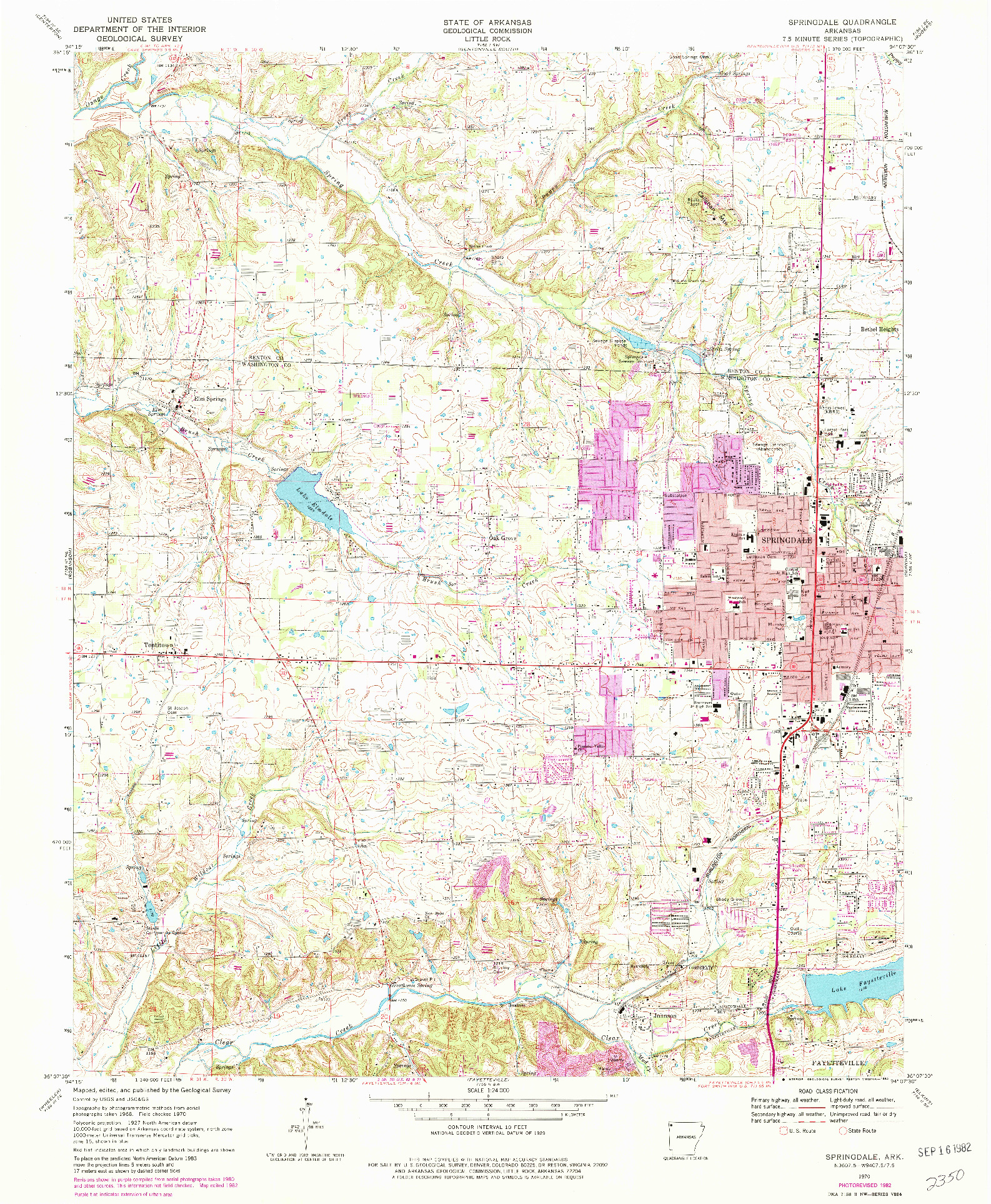 USGS 1:24000-SCALE QUADRANGLE FOR SPRINGDALE, AR 1970