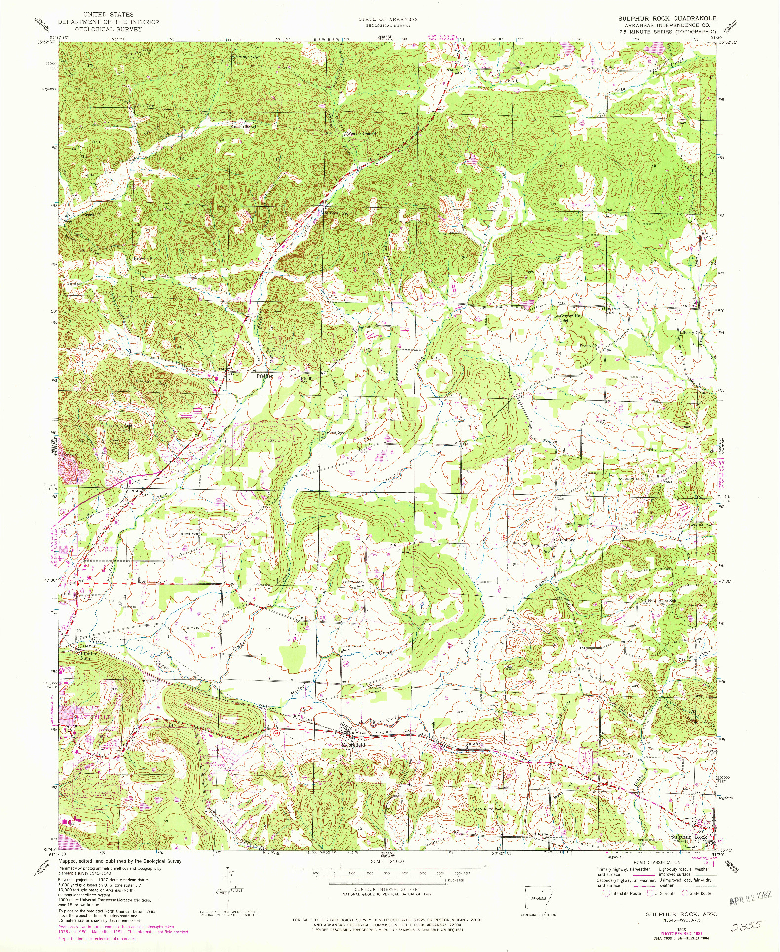 USGS 1:24000-SCALE QUADRANGLE FOR SULPHUR ROCK, AR 1943