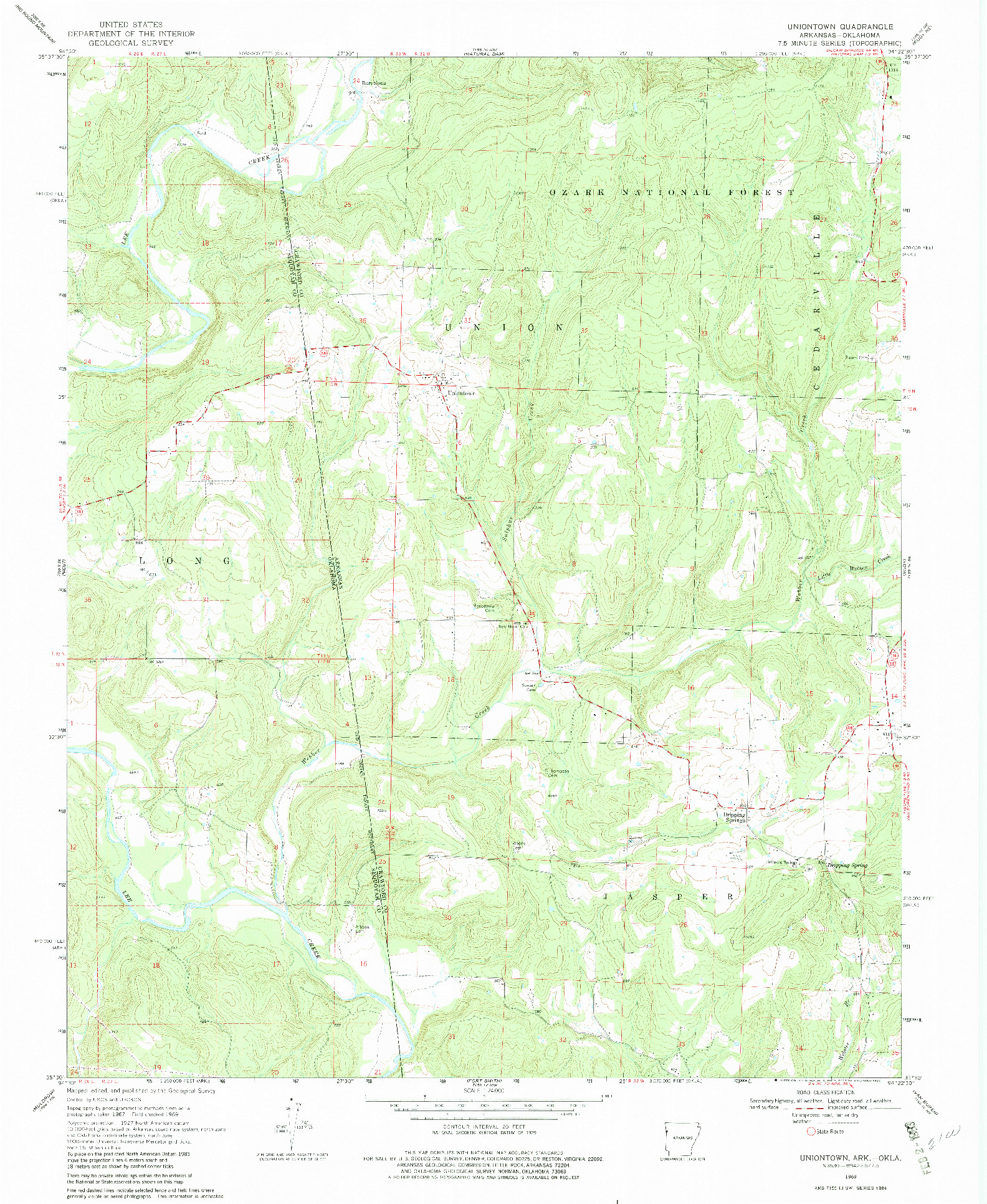 USGS 1:24000-SCALE QUADRANGLE FOR UNIONTOWN, AR 1969