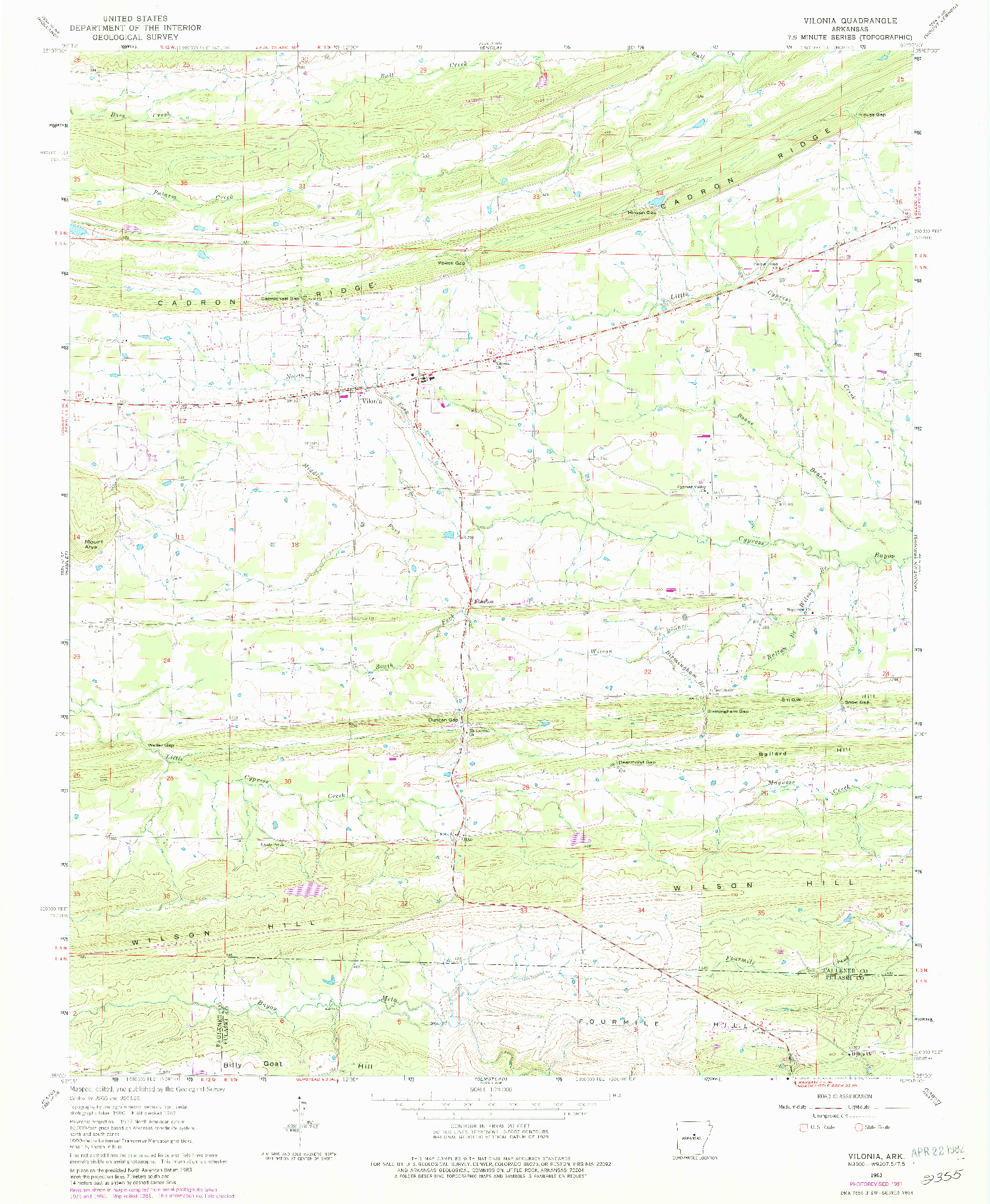 USGS 1:24000-SCALE QUADRANGLE FOR VILONIA, AR 1963