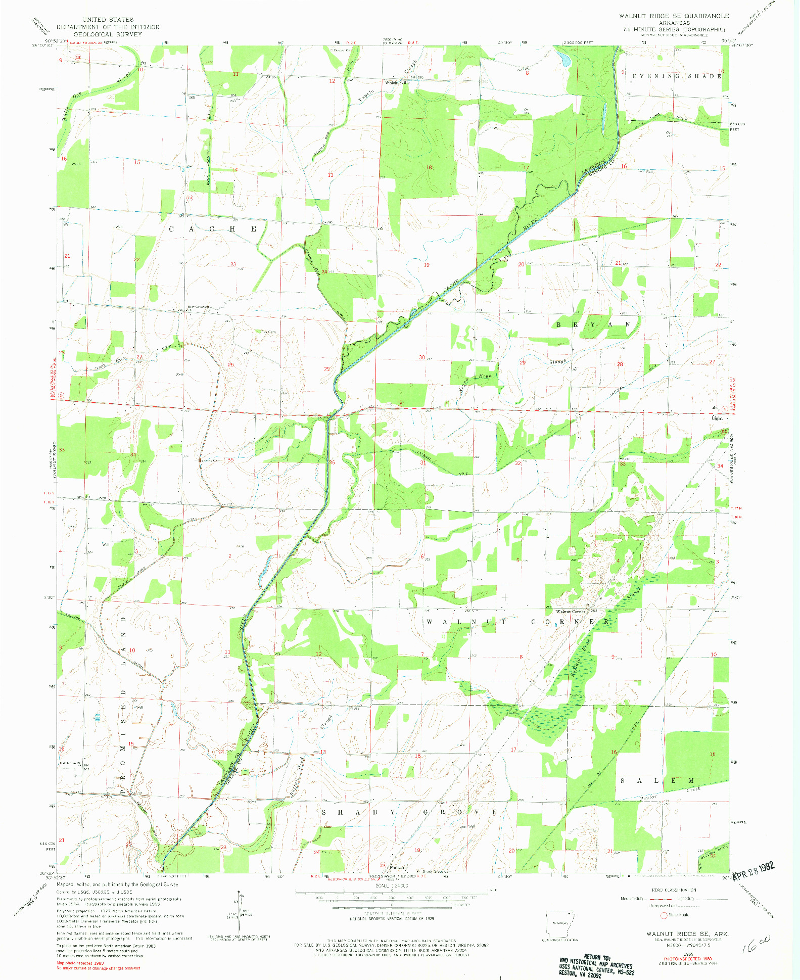 USGS 1:24000-SCALE QUADRANGLE FOR WALNUT RIDGE SE, AR 1965