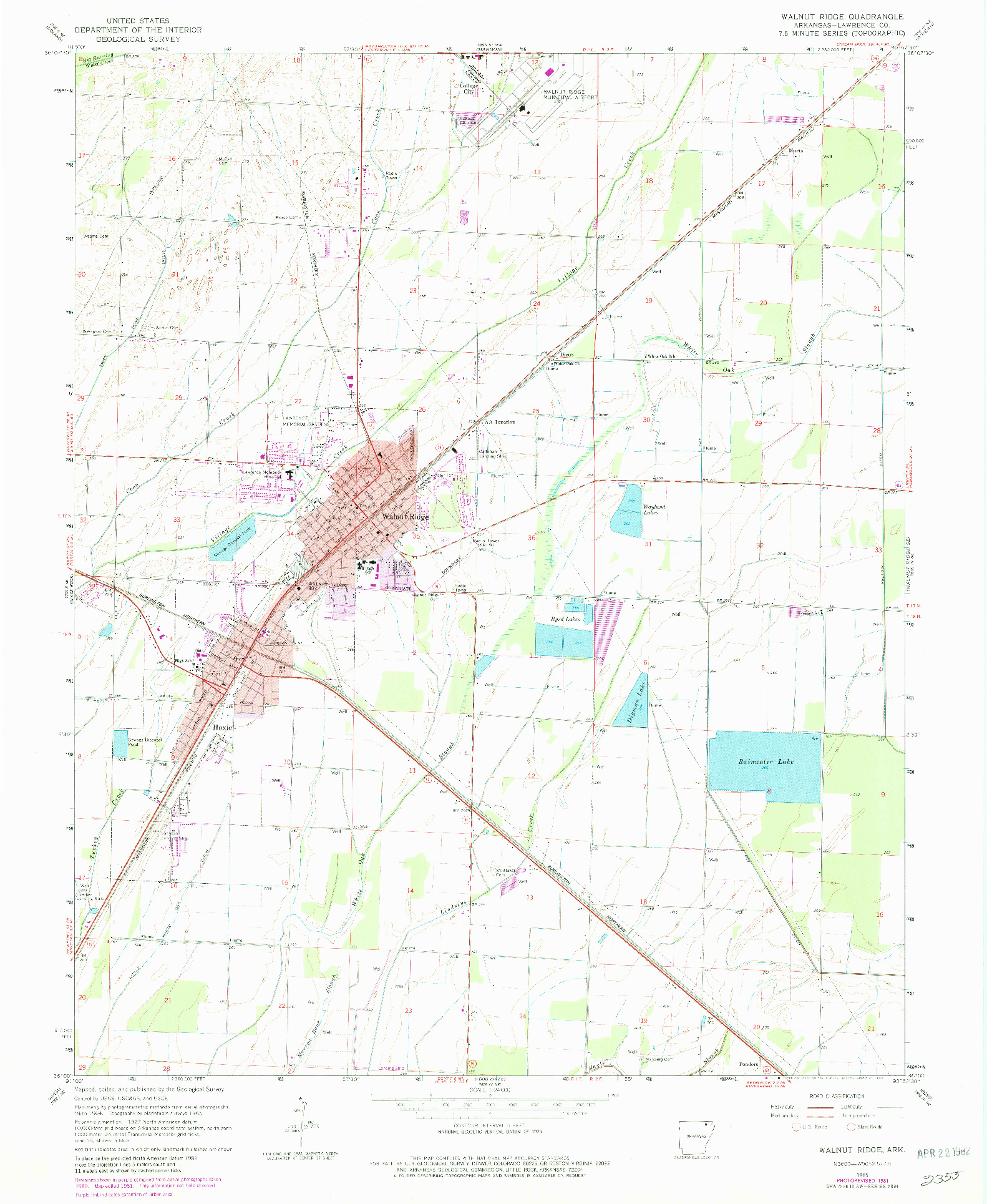 USGS 1:24000-SCALE QUADRANGLE FOR WALNUT RIDGE, AR 1965