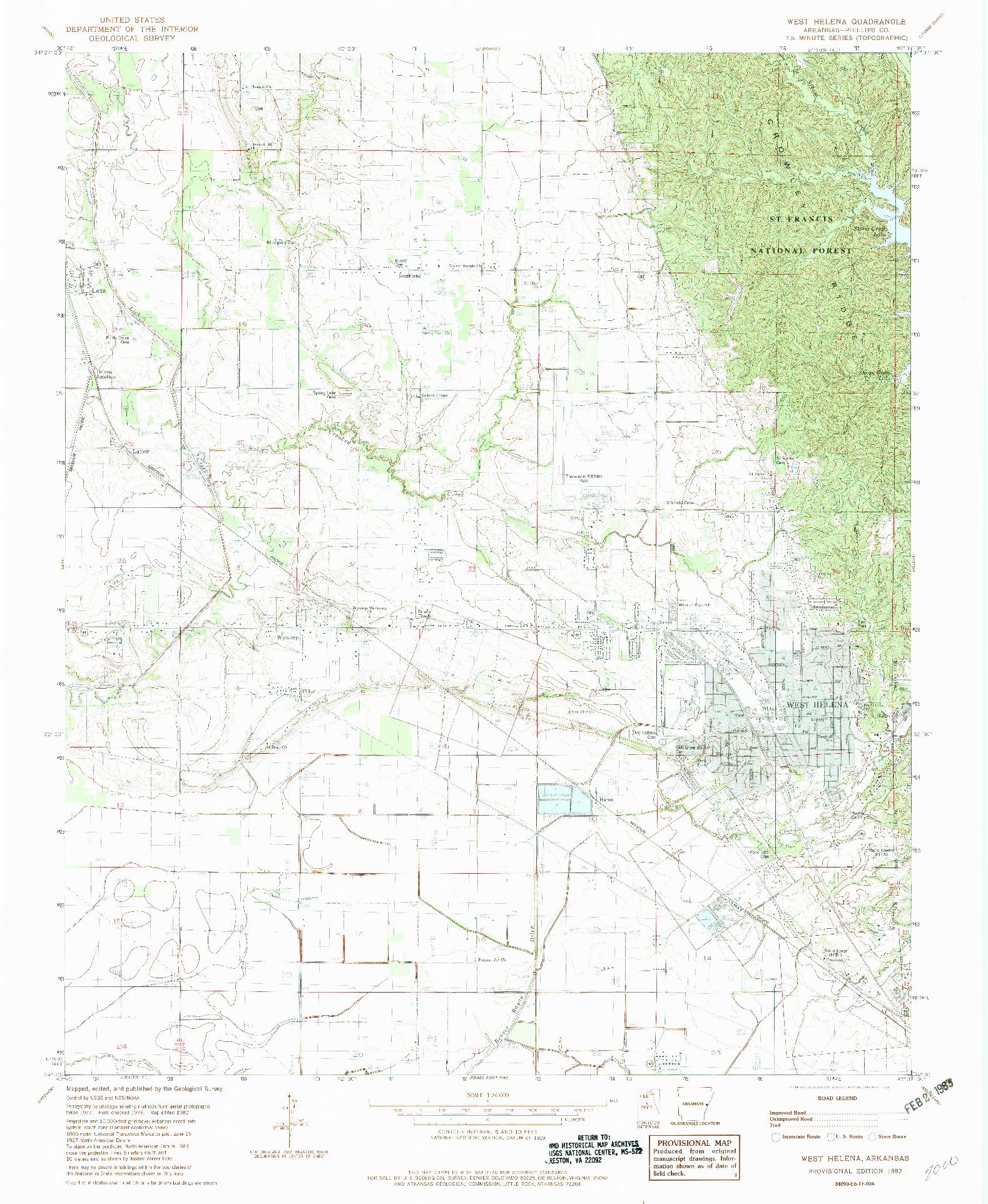 USGS 1:24000-SCALE QUADRANGLE FOR WEST HELENA, AR 1982