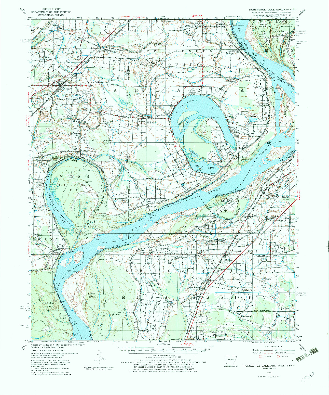 USGS 1:62500-SCALE QUADRANGLE FOR HORSESHOE LAKE, AR 1960