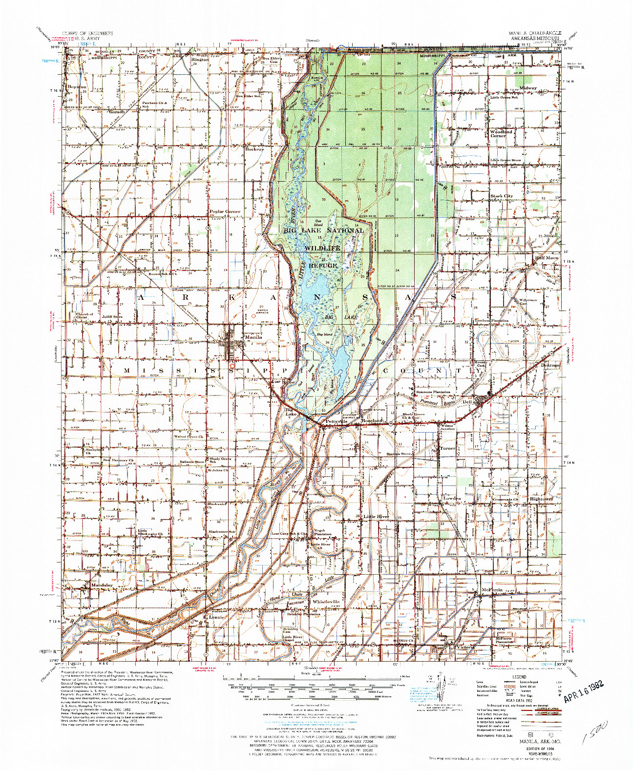 USGS 1:62500-SCALE QUADRANGLE FOR MANILA, AR 1956