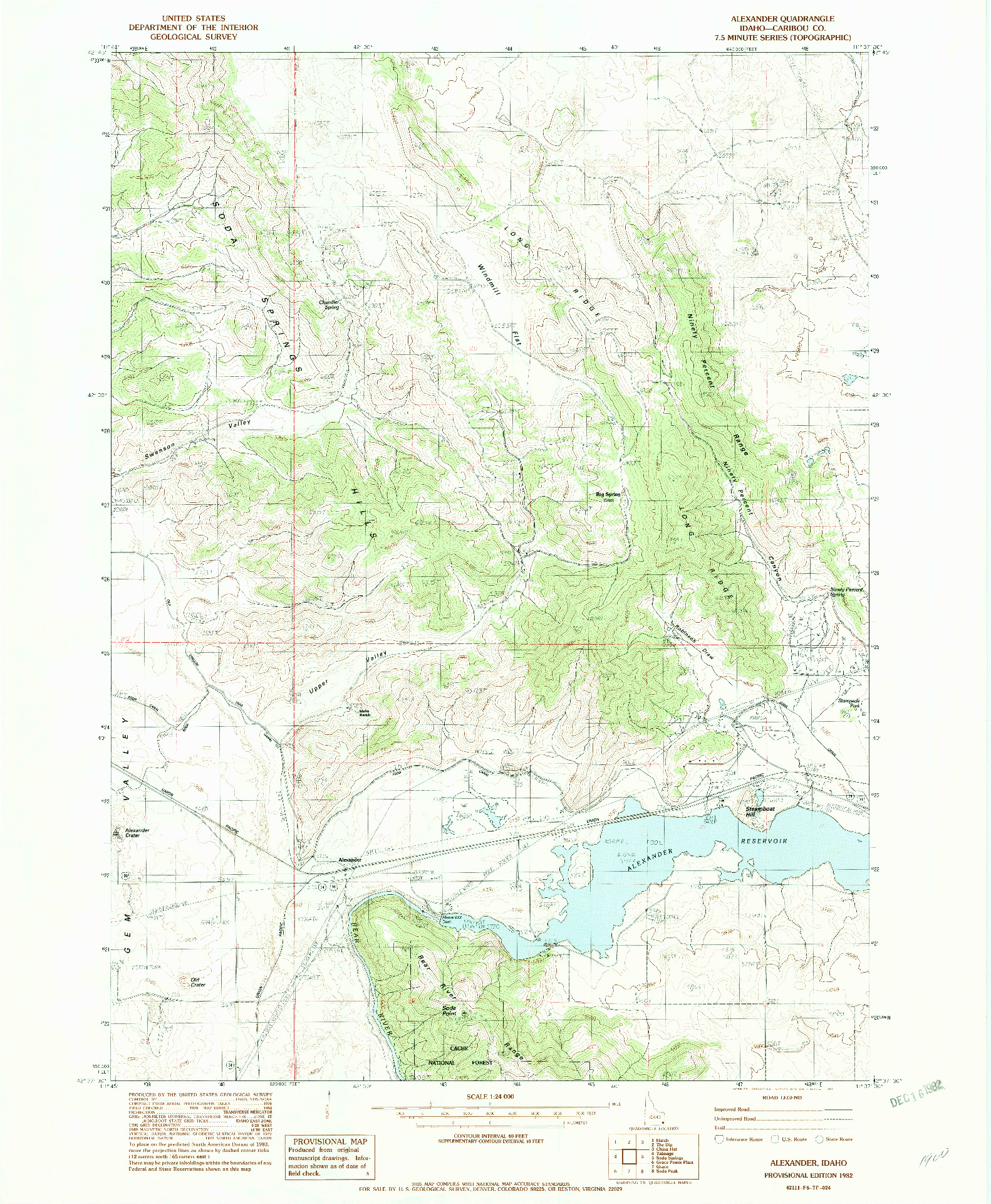 USGS 1:24000-SCALE QUADRANGLE FOR ALEXANDER, ID 1982