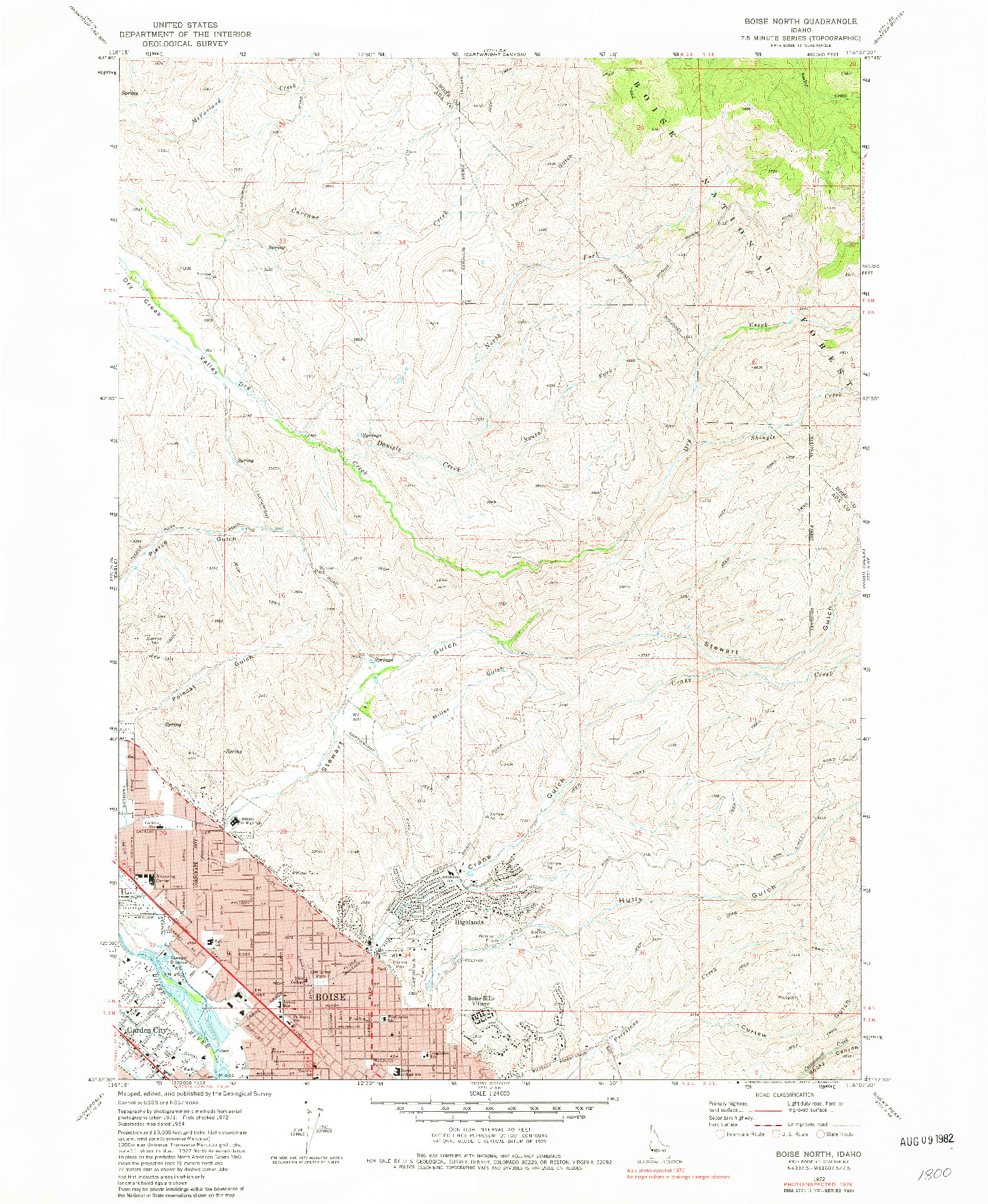 USGS 1:24000-SCALE QUADRANGLE FOR BOISE NORTH, ID 1972