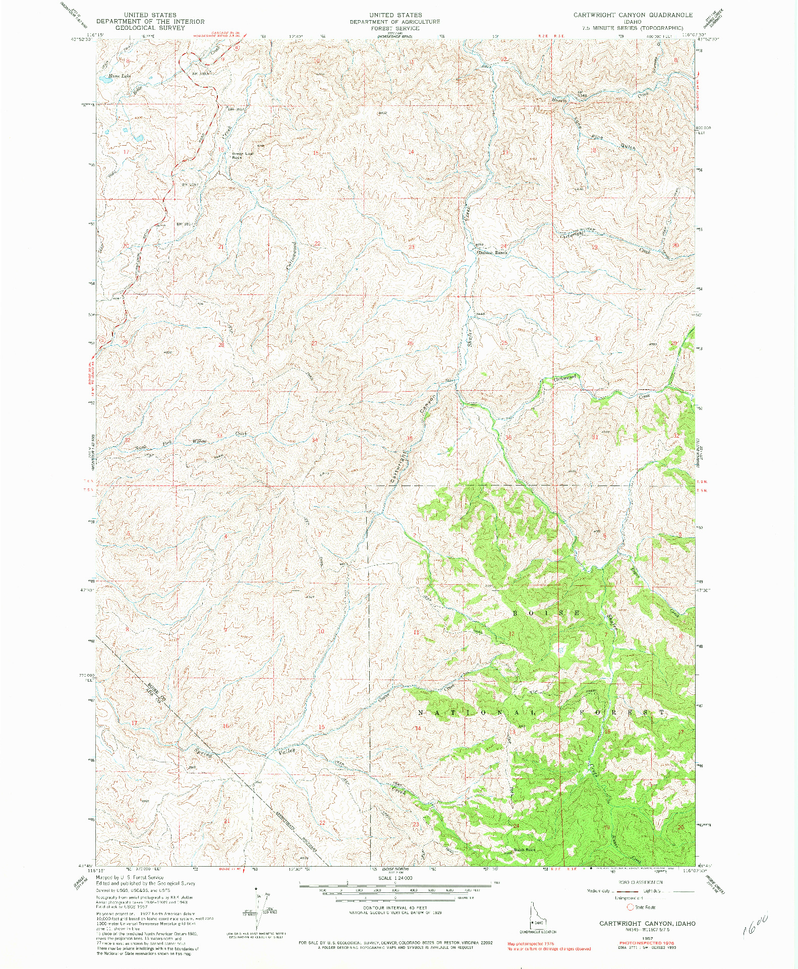 USGS 1:24000-SCALE QUADRANGLE FOR CARTWRIGHT CANYON, ID 1957