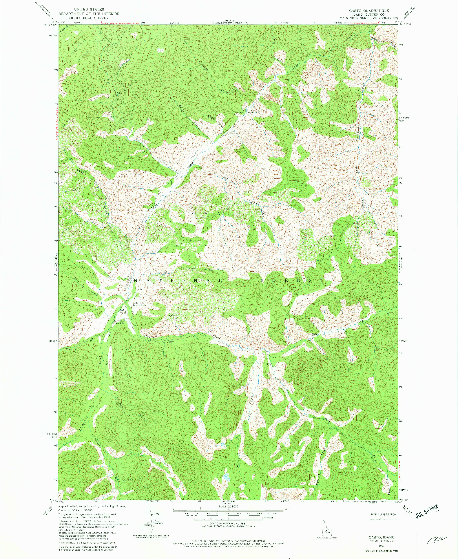 USGS 1:24000-SCALE QUADRANGLE FOR CASTO, ID 1963