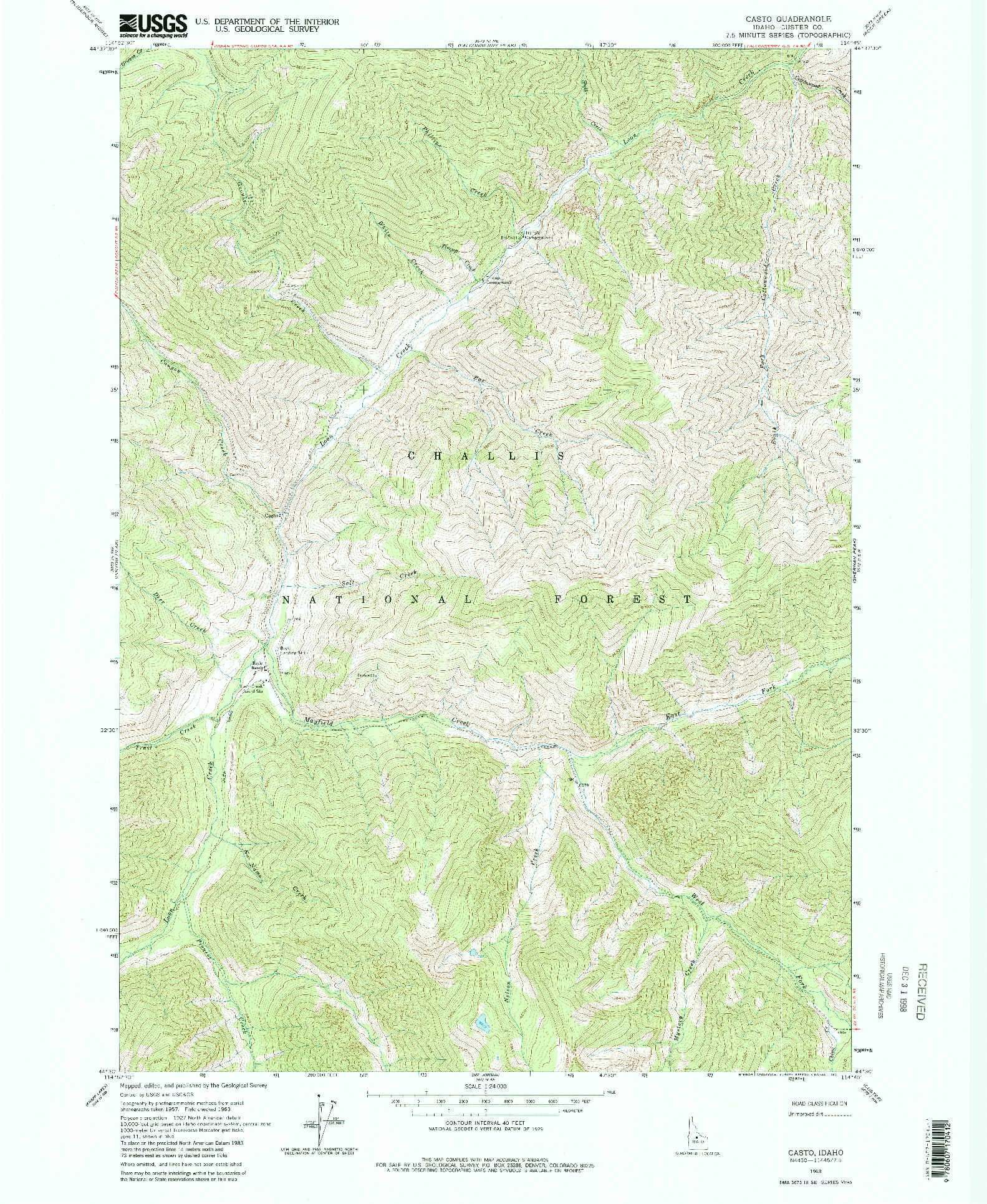 USGS 1:24000-SCALE QUADRANGLE FOR CASTO, ID 1963