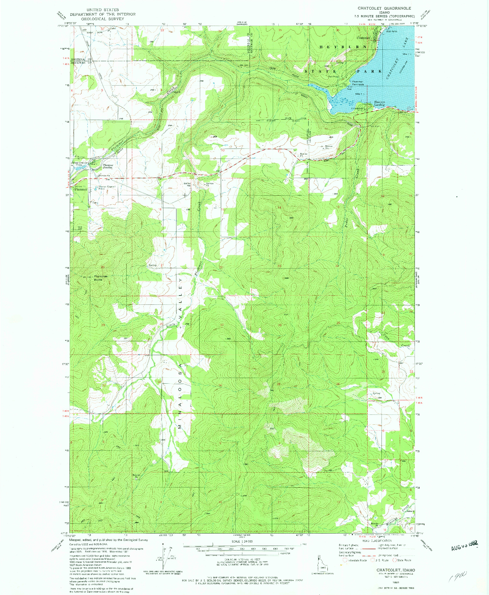 USGS 1:24000-SCALE QUADRANGLE FOR CHATCOLET, ID 1981