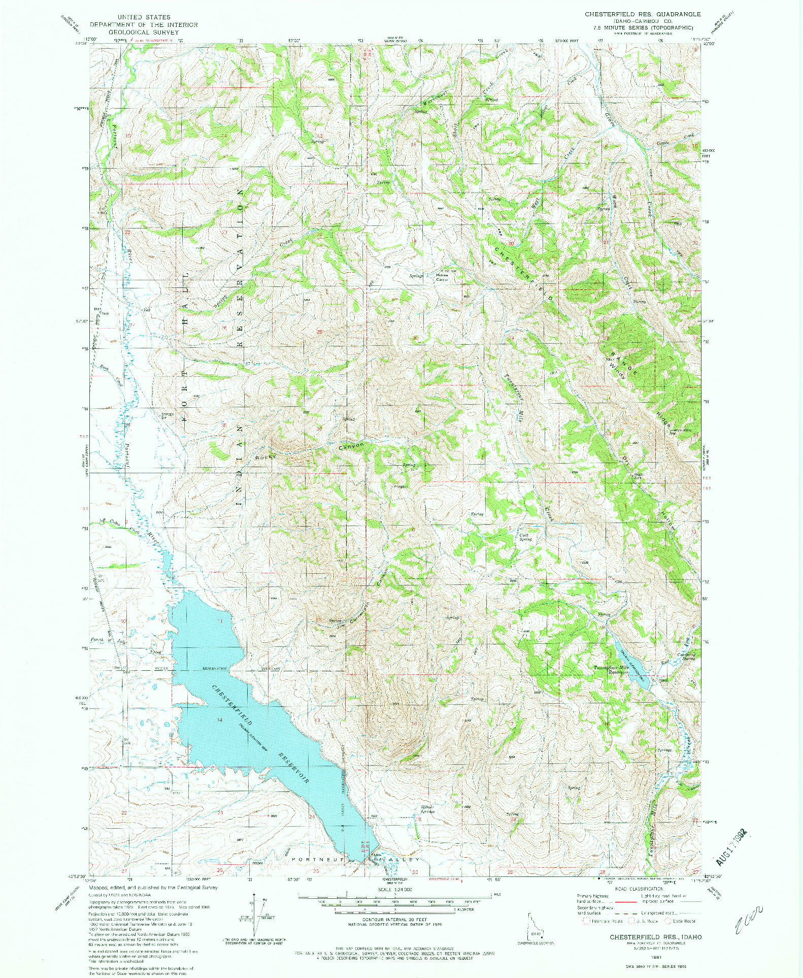USGS 1:24000-SCALE QUADRANGLE FOR CHESTERFIELD RES, ID 1981