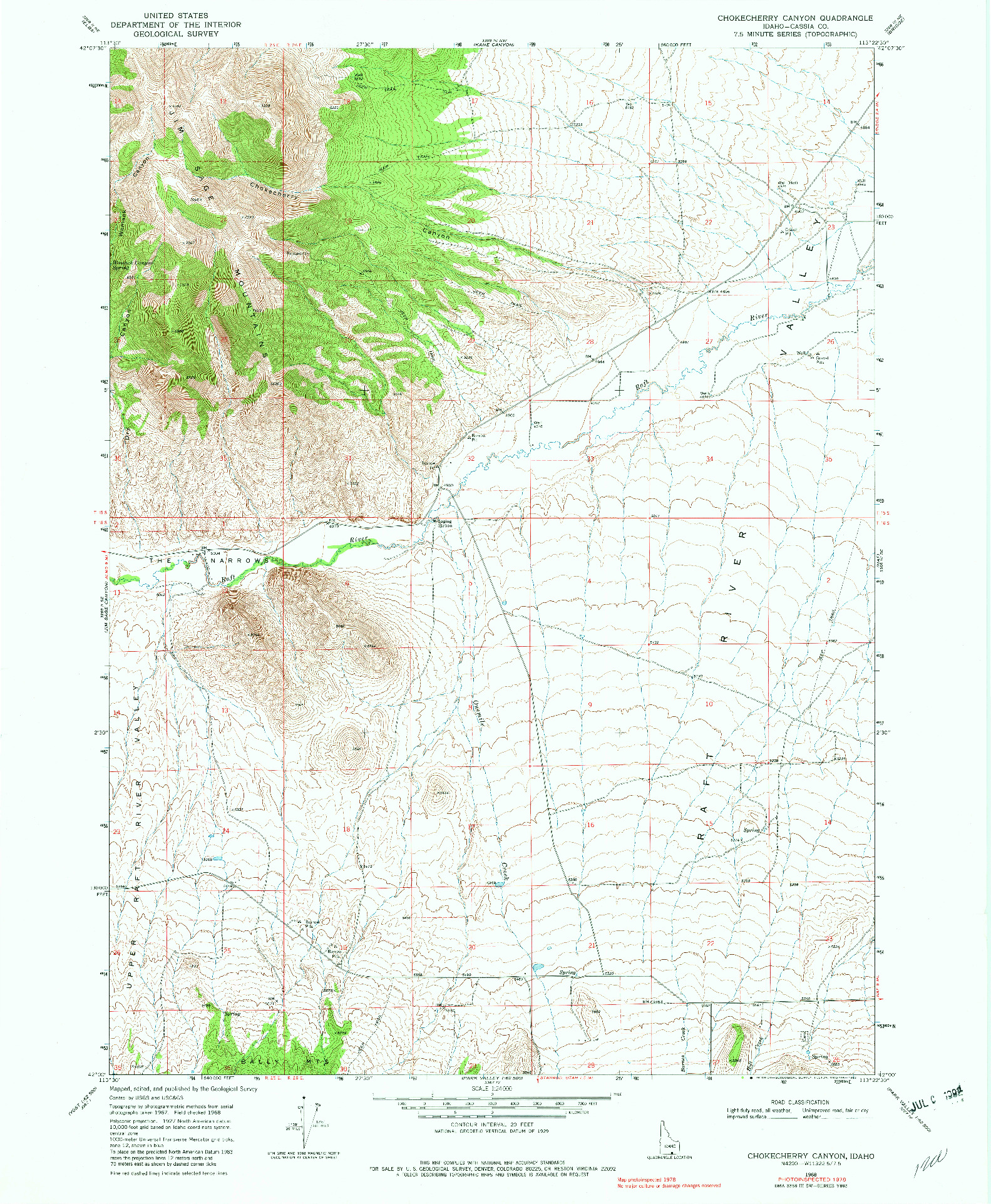 USGS 1:24000-SCALE QUADRANGLE FOR CHOKECHERRY CANYON, ID 1968