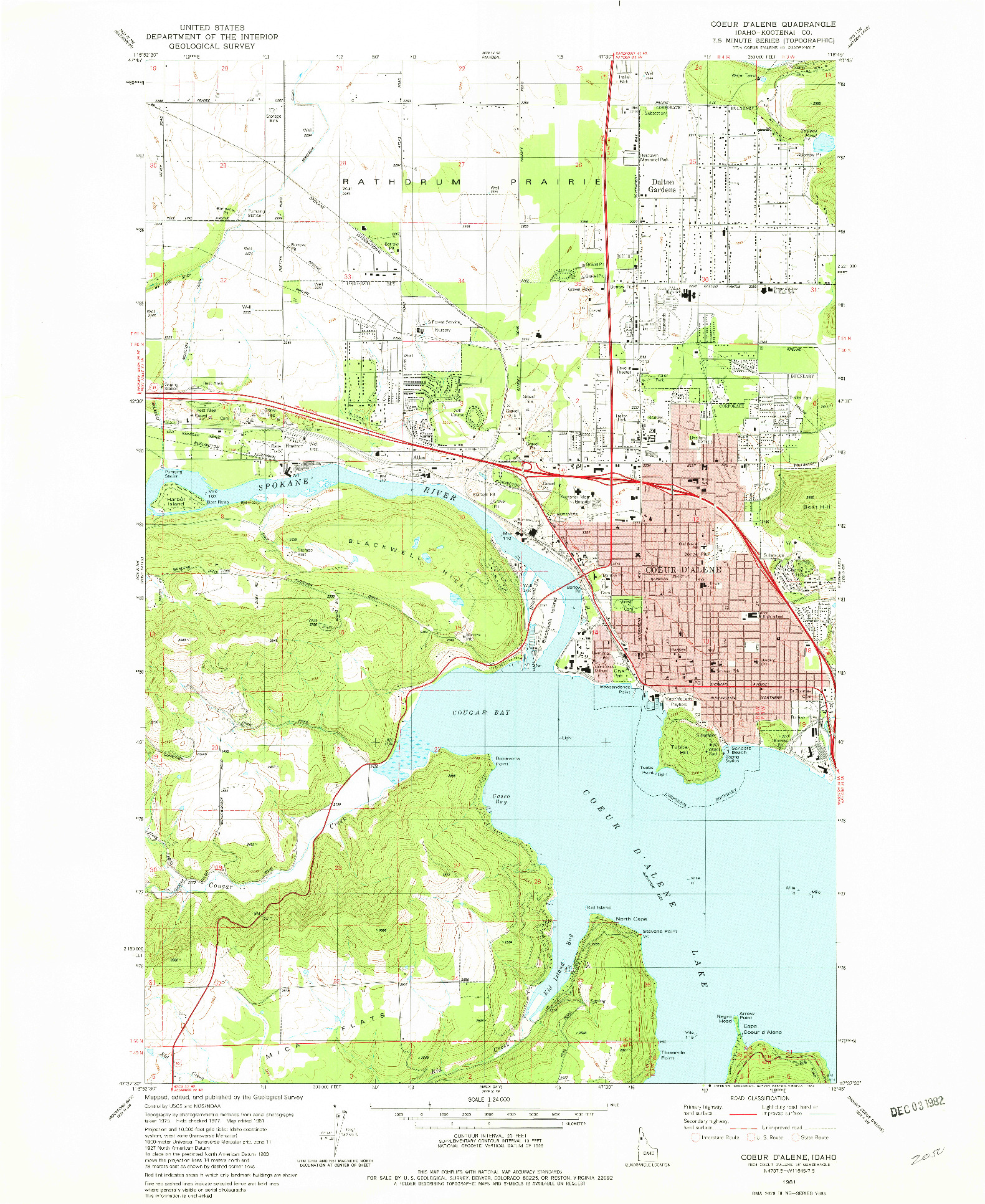 USGS 1:24000-SCALE QUADRANGLE FOR COEUR D'ALENE, ID 1981