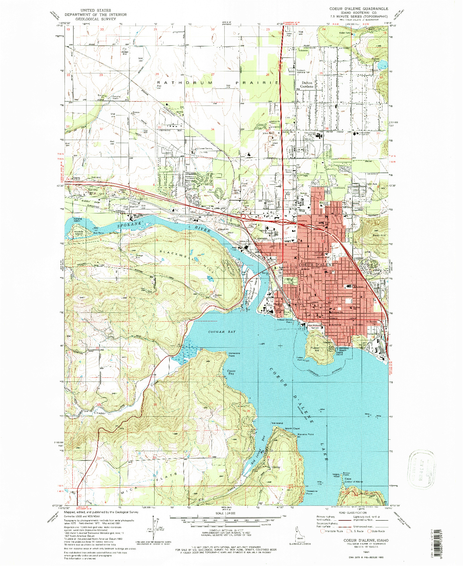 USGS 1:24000-SCALE QUADRANGLE FOR COEUR D'ALENE, ID 1981