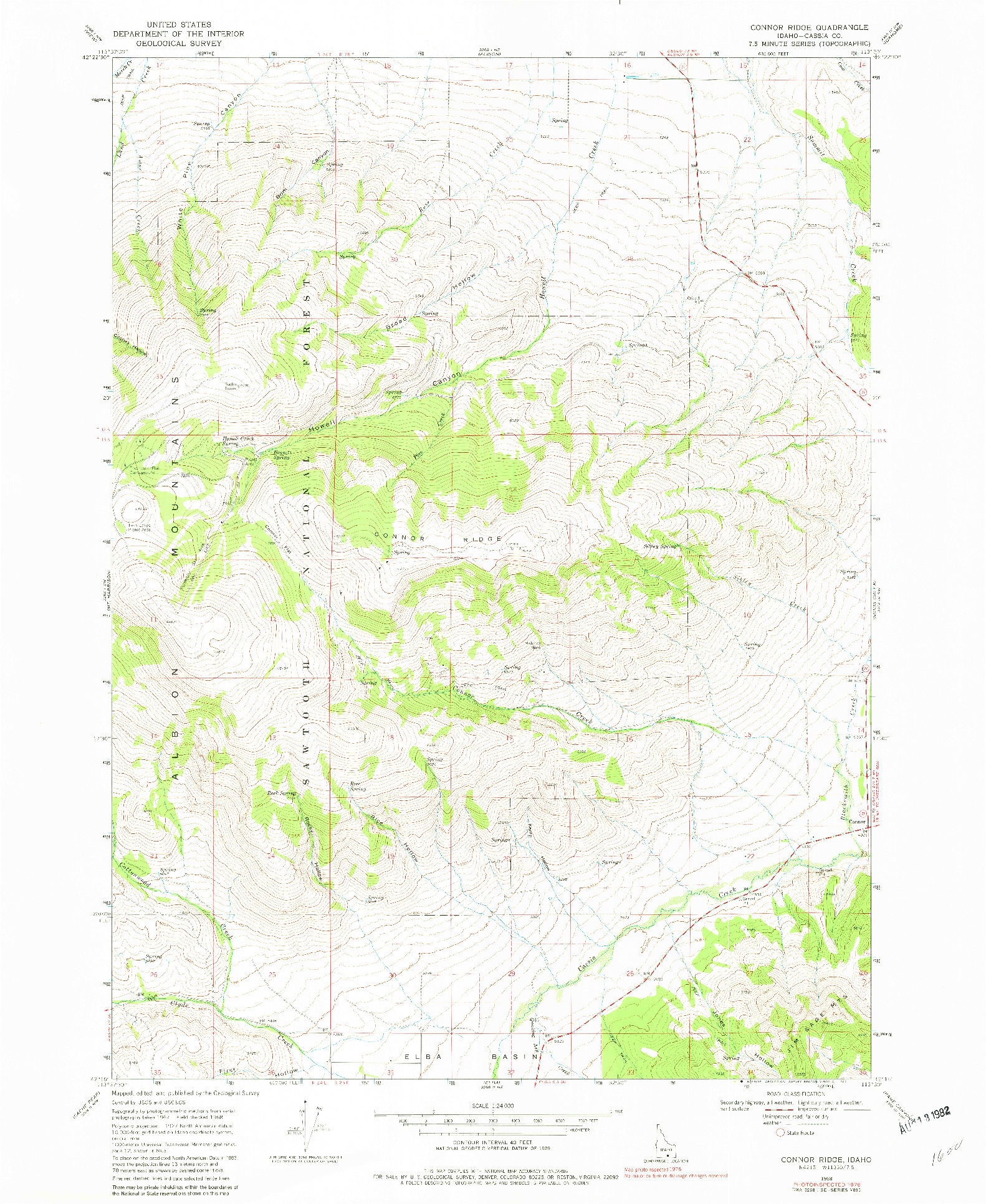 USGS 1:24000-SCALE QUADRANGLE FOR CONNOR RIDGE, ID 1968