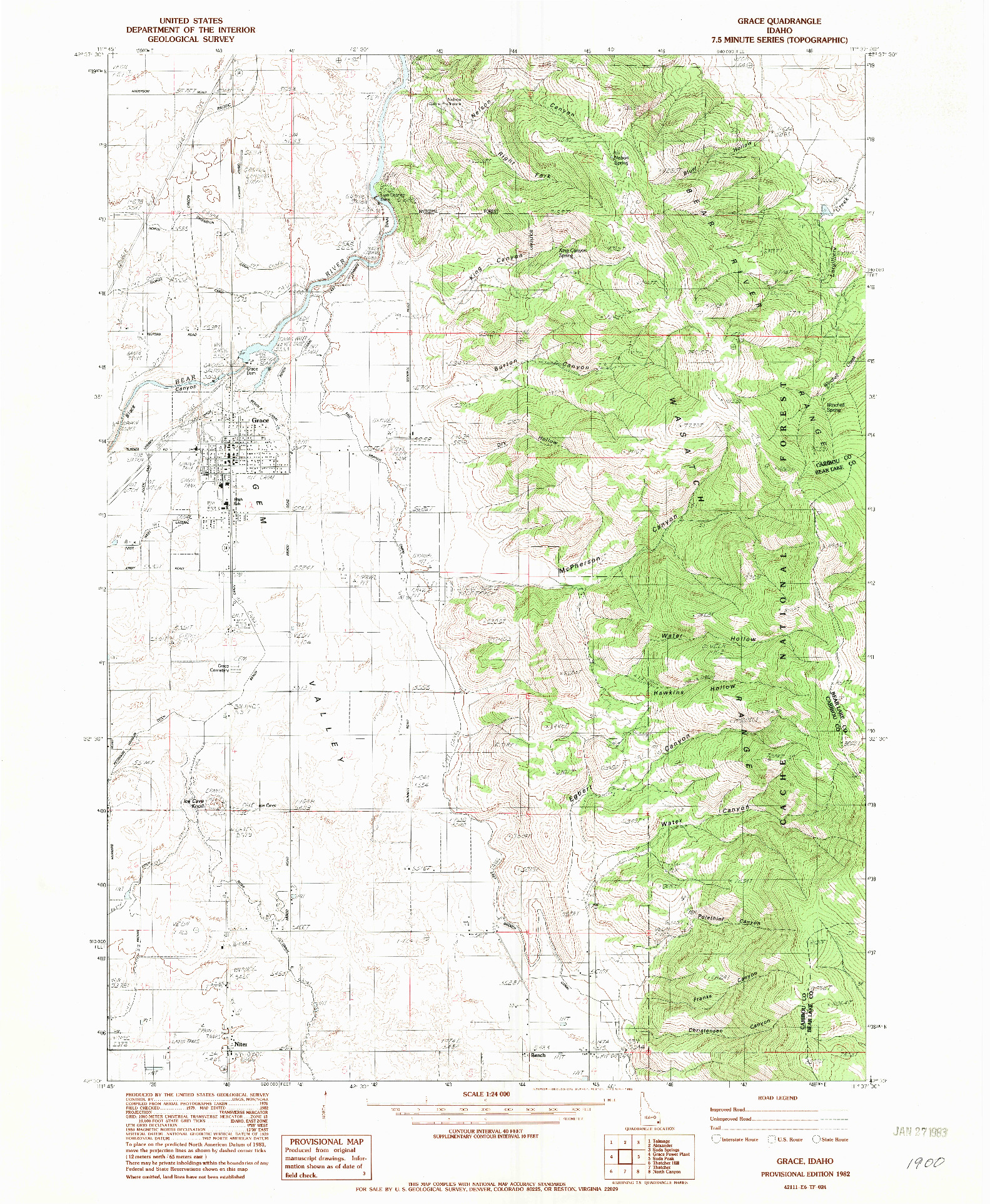 USGS 1:24000-SCALE QUADRANGLE FOR GRACE, ID 1982