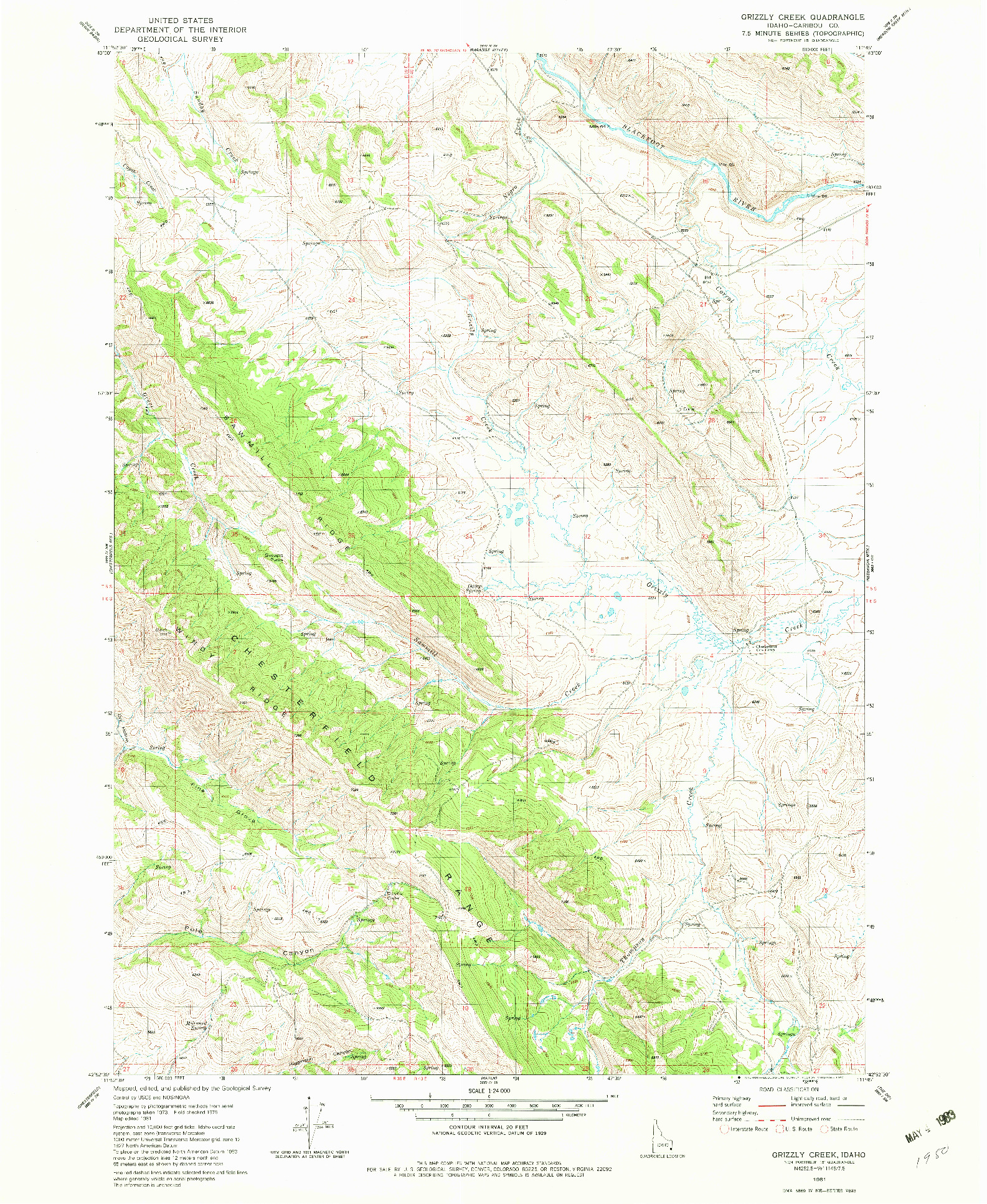 USGS 1:24000-SCALE QUADRANGLE FOR GRIZZLY CREEK, ID 1981