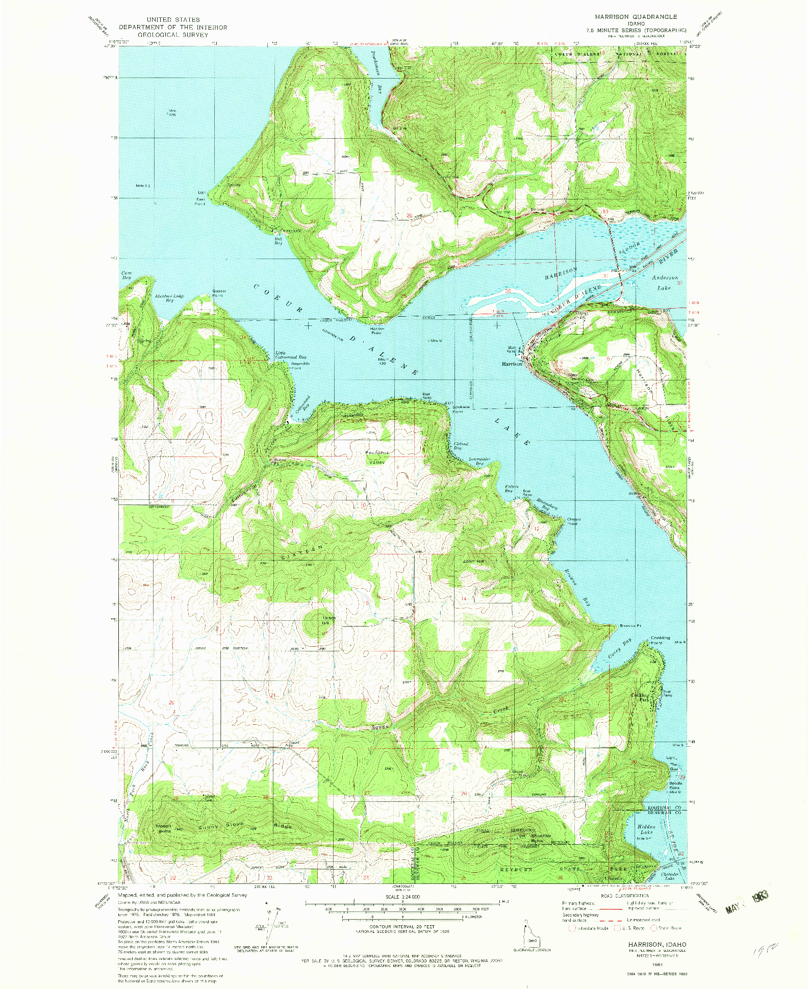 USGS 1:24000-SCALE QUADRANGLE FOR HARRISON, ID 1981