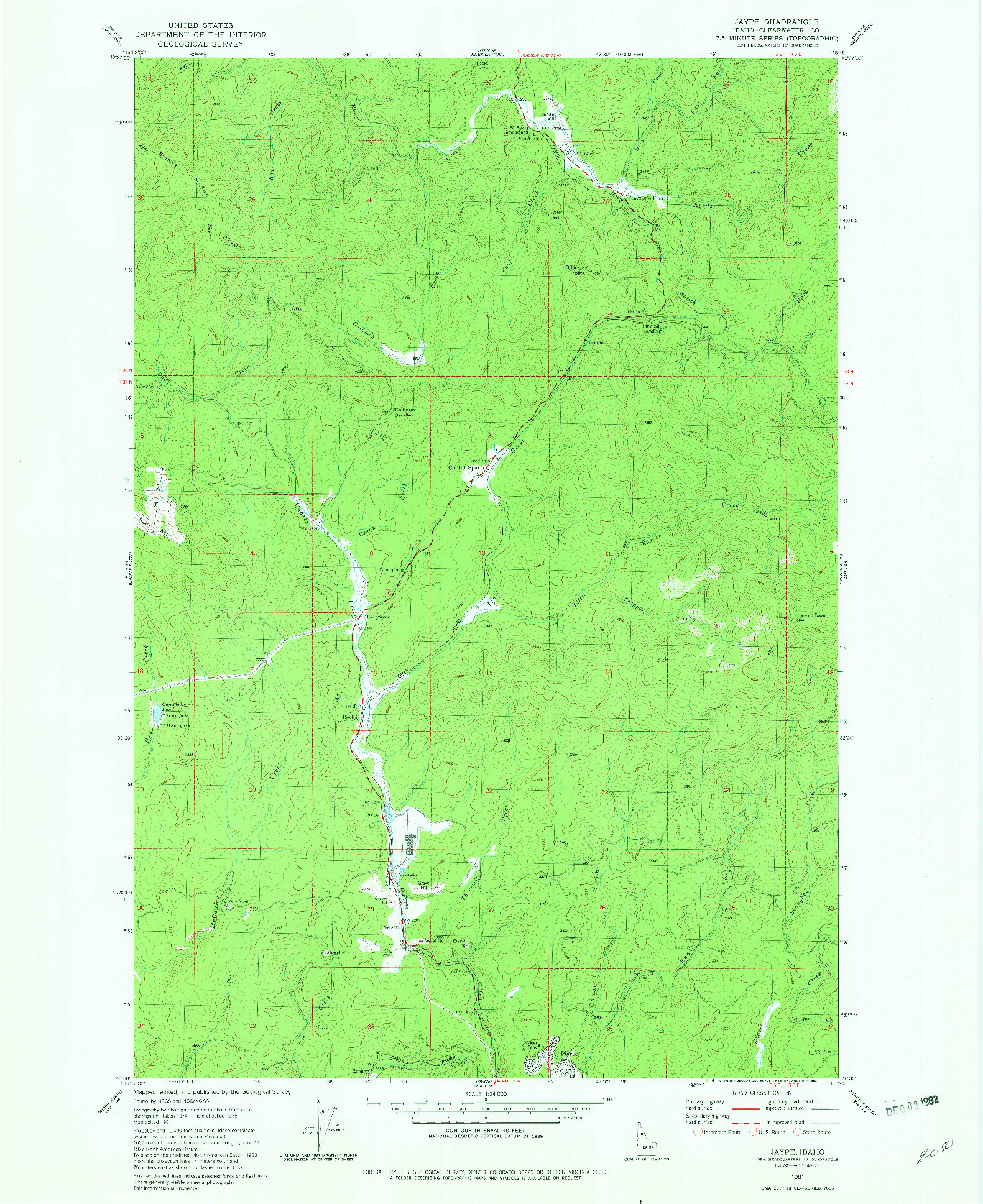 USGS 1:24000-SCALE QUADRANGLE FOR JAYPE, ID 1981