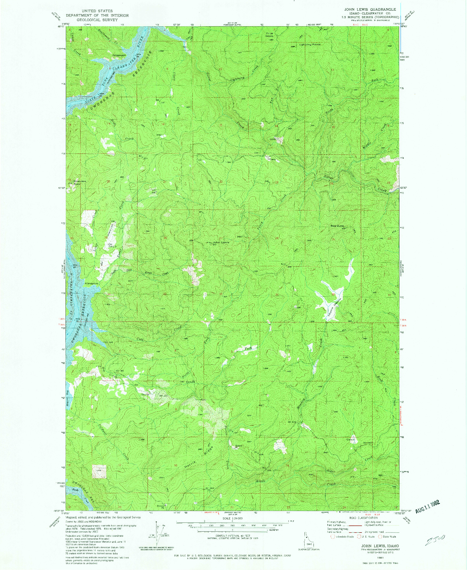 USGS 1:24000-SCALE QUADRANGLE FOR JOHN LEWIS, ID 1981