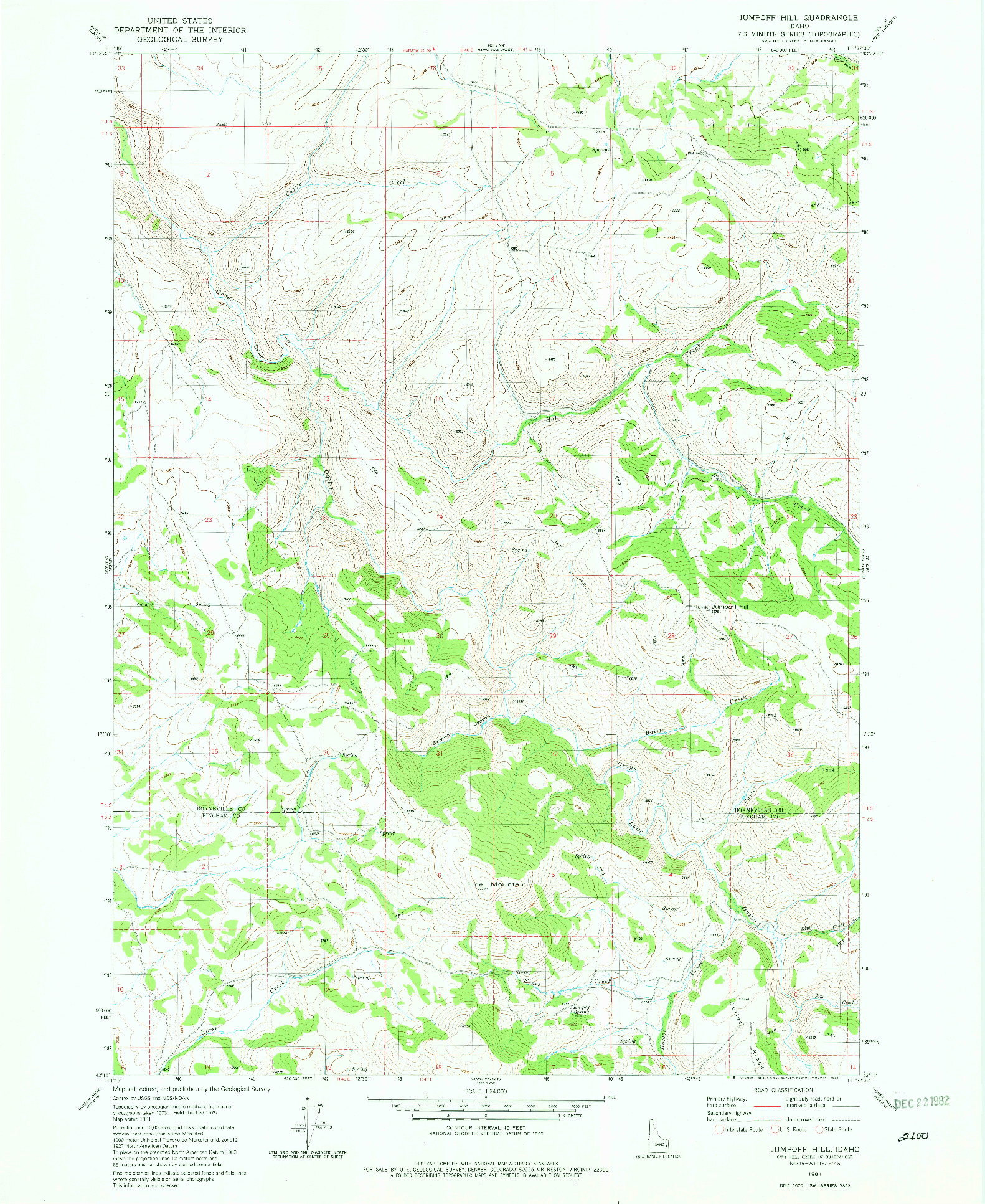 USGS 1:24000-SCALE QUADRANGLE FOR JUMPOFF HILL, ID 1981