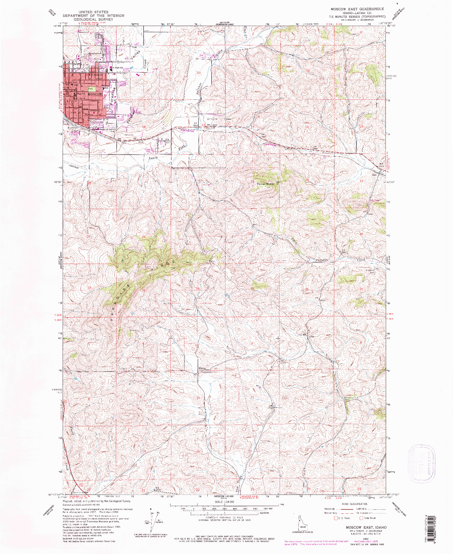 USGS 1:24000-SCALE QUADRANGLE FOR MOSCOW EAST, ID 1960